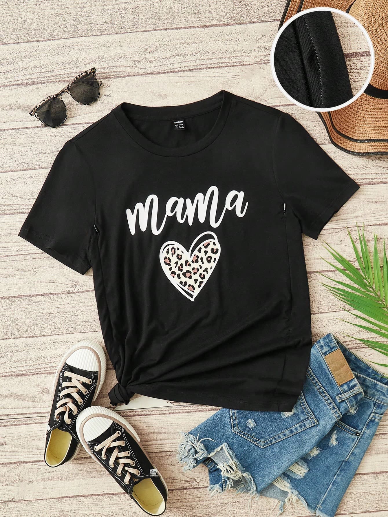 SHEIN Maternity 1pc Heart & Letter Graphic Nursing Tee World Cup