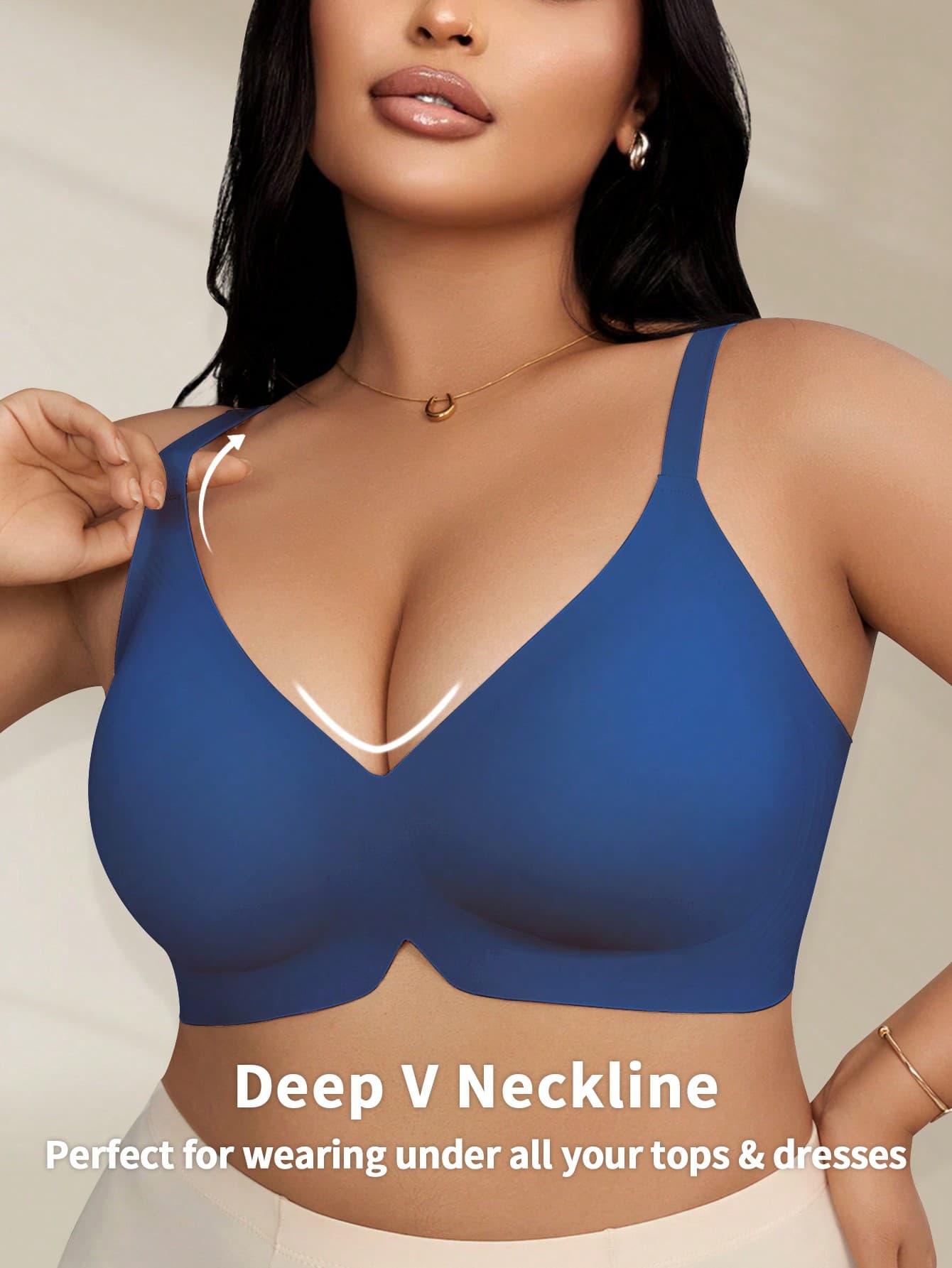 EasyFave 1pc Plus Size Women's Bra With Soft Cup, Supportive & Lift,Wire-Free