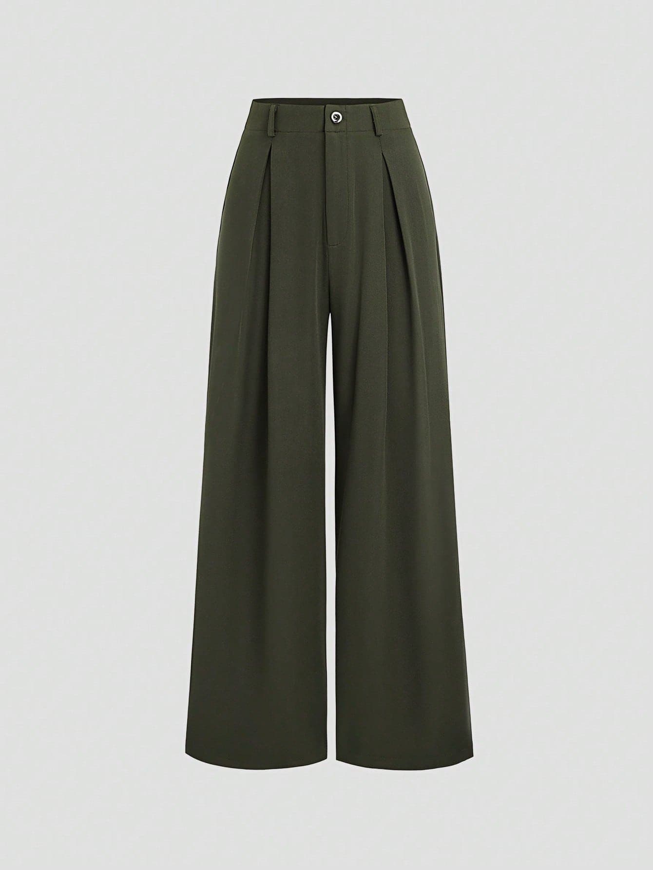 Sweetra Autumn And Winter Retro Elegant Yarn-Dyed Twill Pleated Wide-Leg Women's Trousers Fall Cloth For Women