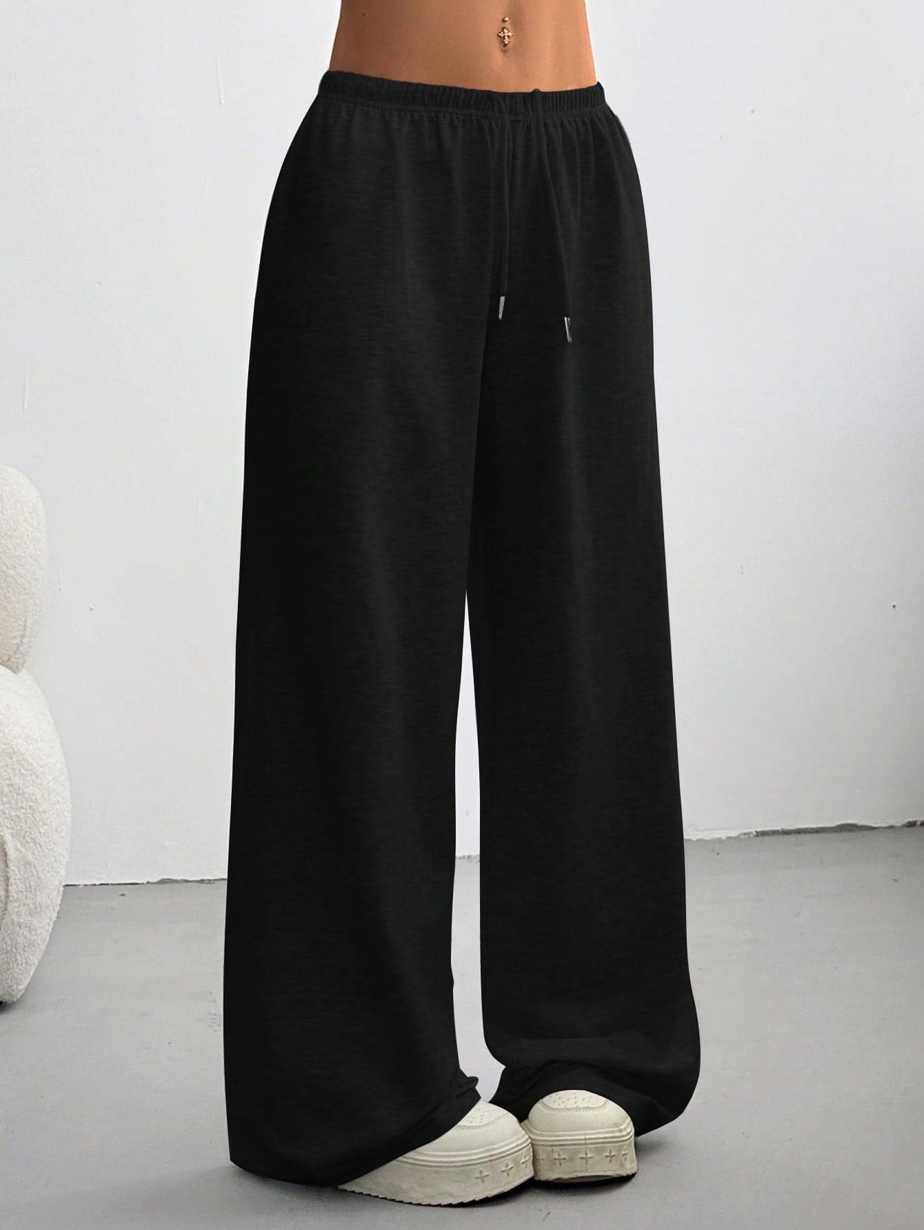 SHEIN EZwear Women's Casual Solid Color Drawstring Waist Sweatpants , Graduation, Teacher For Women, Back To School