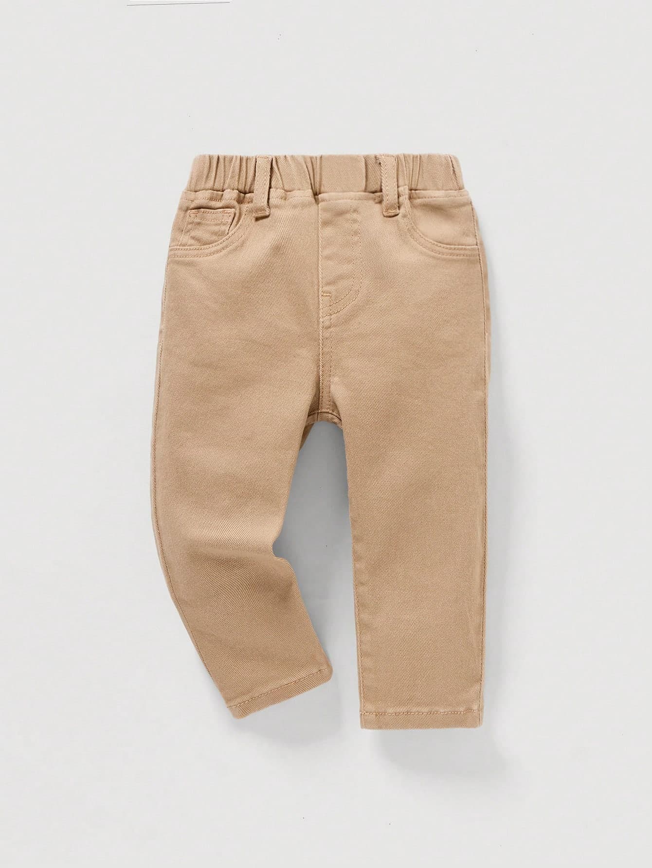 SHEIN Baby Boy Solid Color Casual Jeans, Suitable For Autumn/Winter