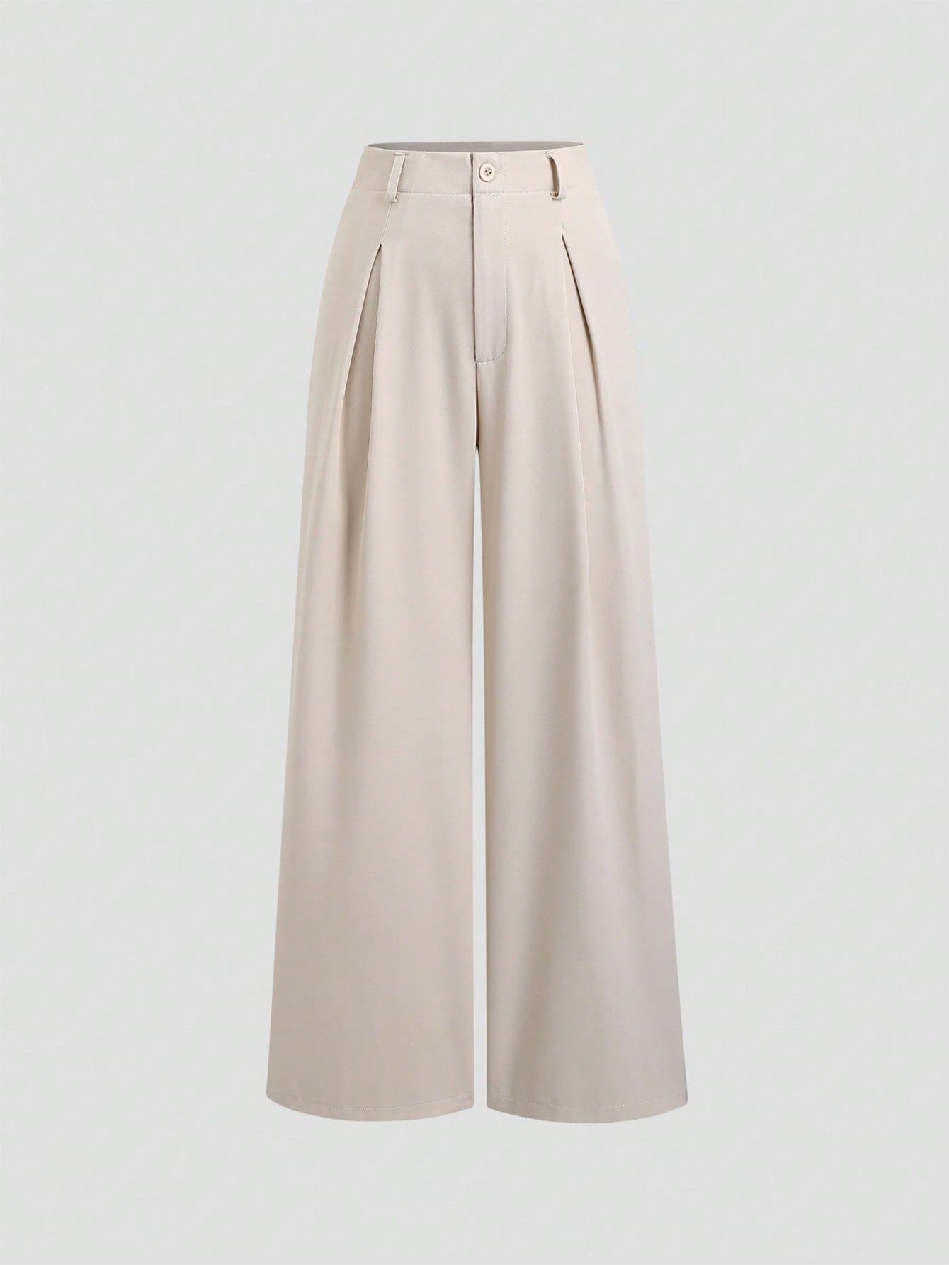 Sweetra Women's Vintage Elegant Textured Pleated Wide Leg Pants, Autumn/Winter Fall Cloth For Women