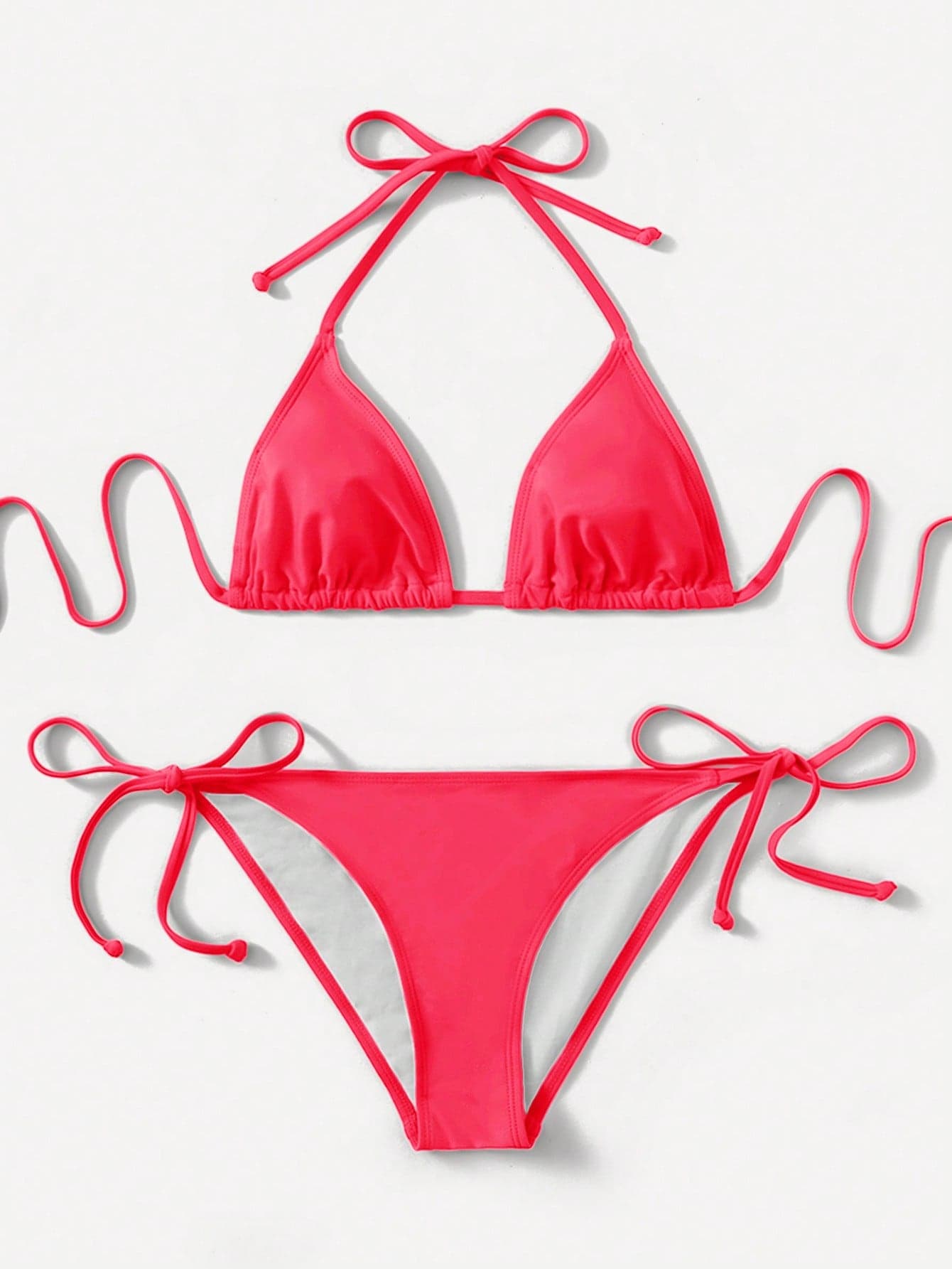 SHEIN Swim 2 Pieces Solid Color Bikini Swimwear For Beach Vacation For Summer