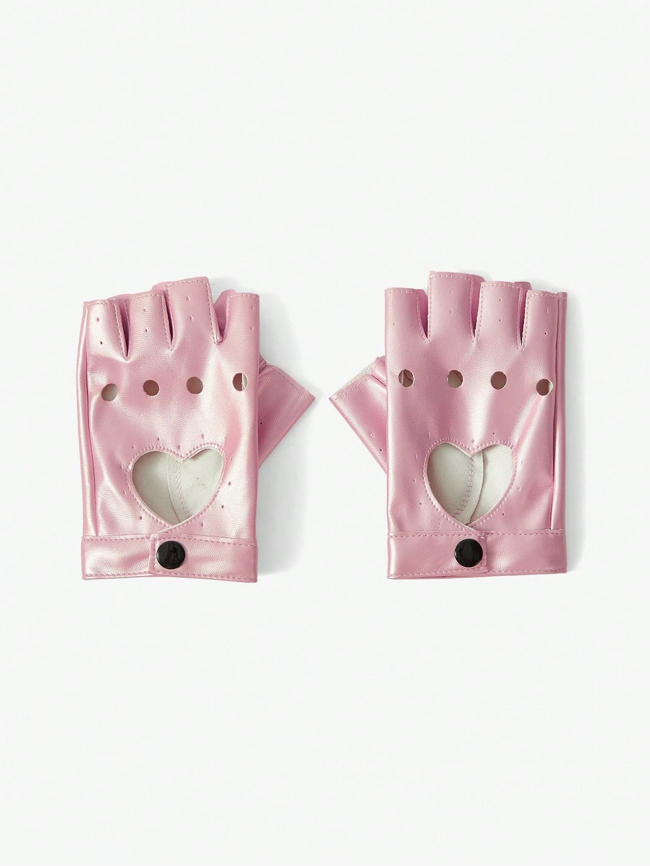 SHEIN ICON 1 Pair Women's Cute Y2K Heart-Shaped Fingerless Gloves, Suitable For Night Club, Casual, Concert/Festival