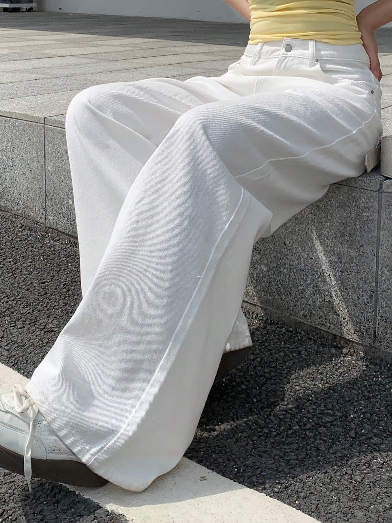 DAZY Casual Plain Color Wide Leg Jeans Low Rise Jeans