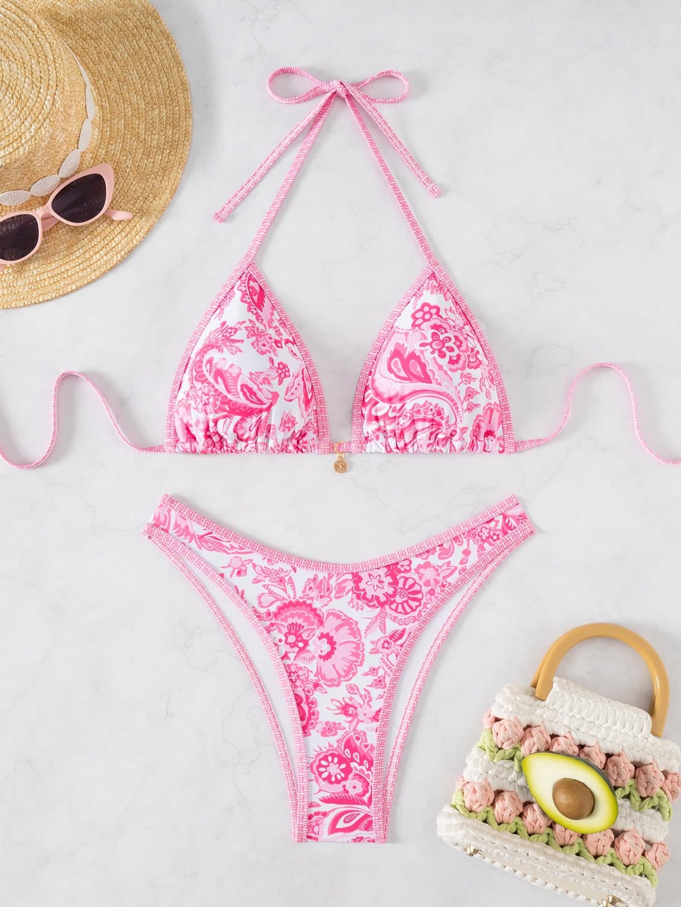 Swim Mod Holiday Beach Paisley Print Bikini Set For Summer Beach Vacation