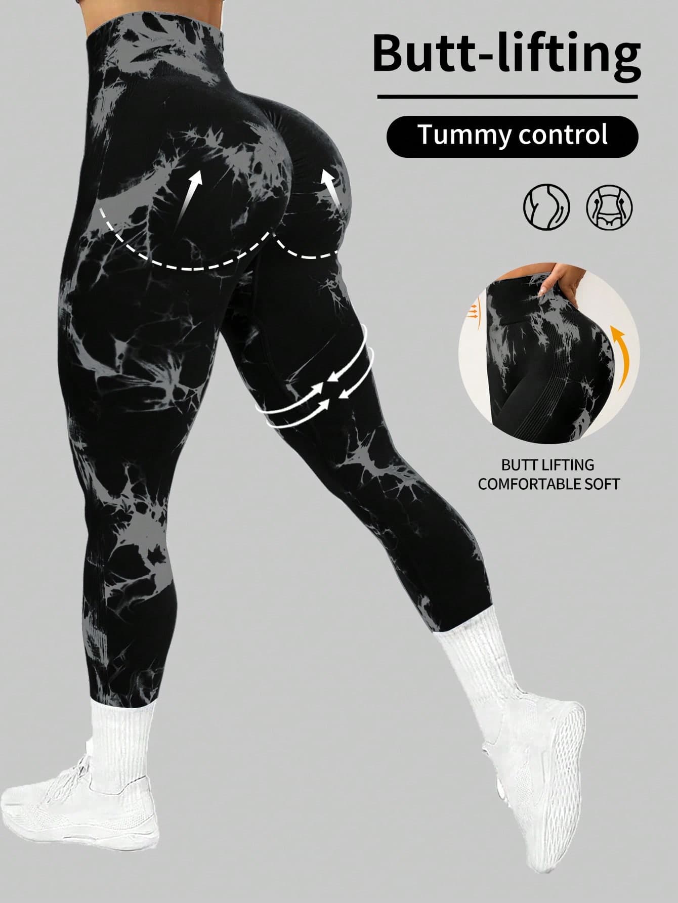SHEIN Fashionable Tie-Dye High Waist Seamless Leggings Yoga Women Pants