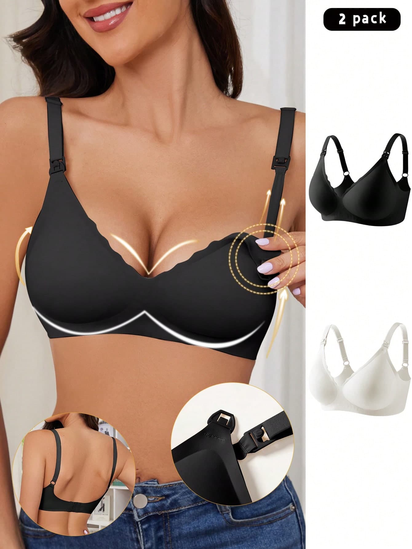 Moonlight&Mama 2pcs Pregnant Women Plain Arched Nursing Bras