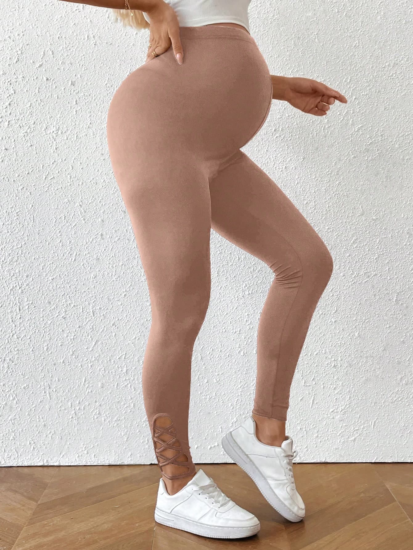 SHEIN Maternity Casual Solid Color High Waist Leggings
