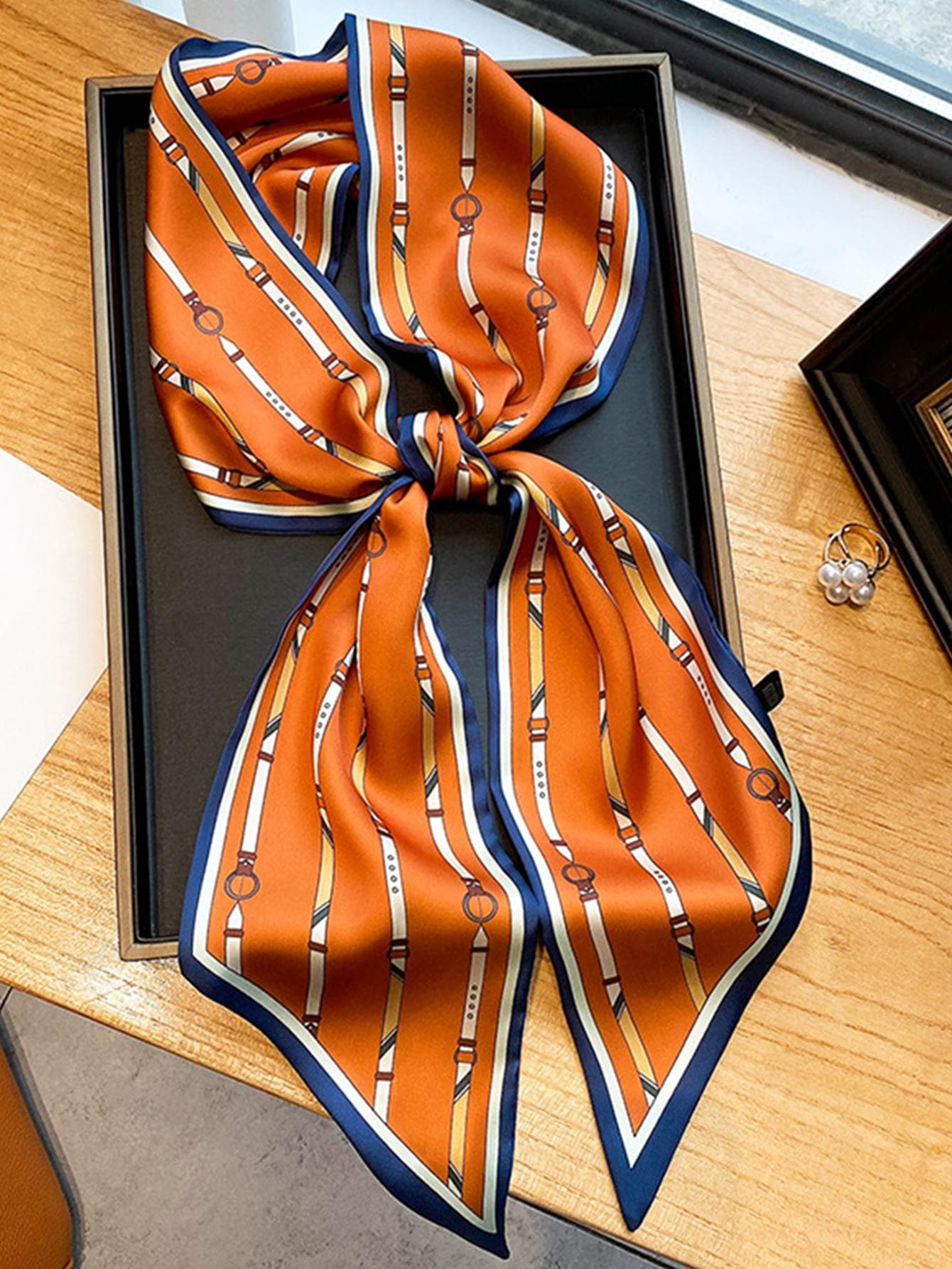 Belt Print Silk Scarf Fashionable Neckerchief Ideal For Going Out & Dressing Up Your Look Bandana,Hair Band,Head Band Ideal For Dressing Up Your Look