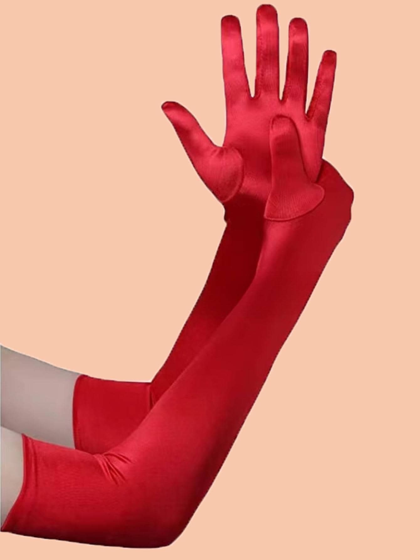 1pair Long Gloves In Black/Red/White/Grey/Skin Color For Party, Makeup, Dancing, Bar, Wedding Halloween Burgundy,Festival,Camping