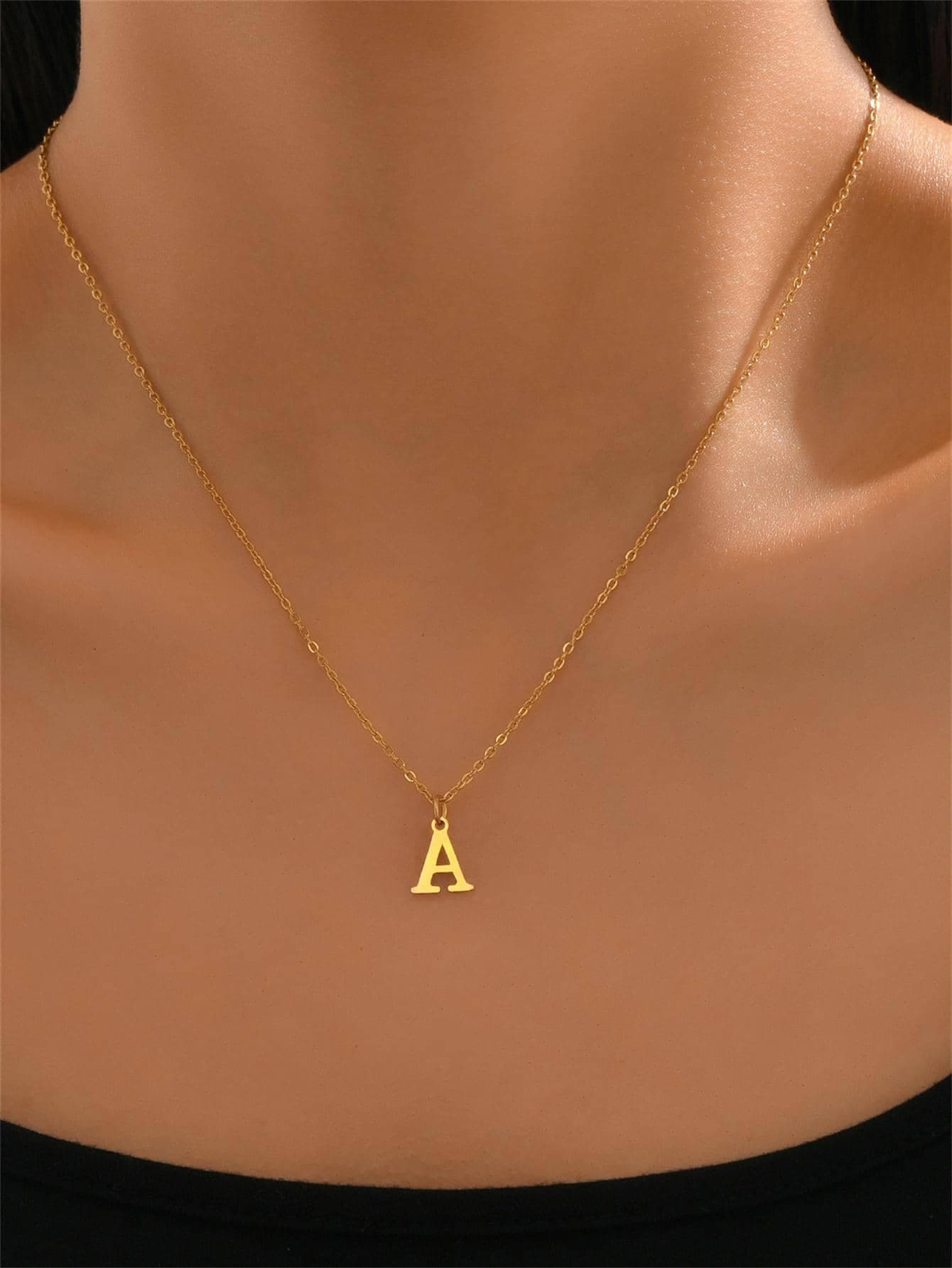 1pc Fashionable Stainless Steel Letter Pendant Necklace, Suitable For Women's Daily Wear