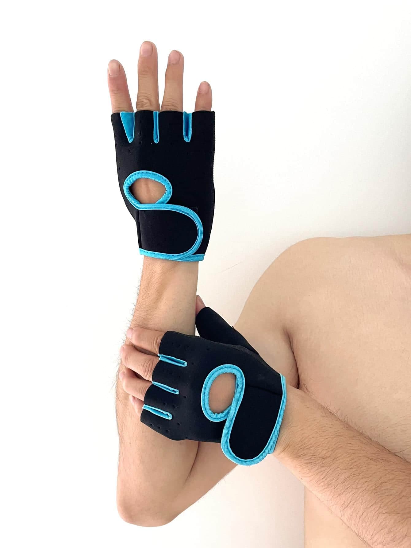 1pair Hollow Out Synthetic Rubber Cycling Fingerless Gloves,Suitable For Cycling,Riding Motorcycle And Skiing
