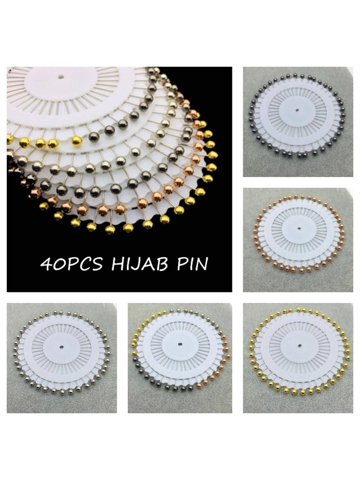 40pcs Women Ball Decor Fashion Scarf Pin, For Decoration Women Hijab Pins Accessories Women Fashionable Brooch,Beach,Holiday,Accessories,Travel Essential