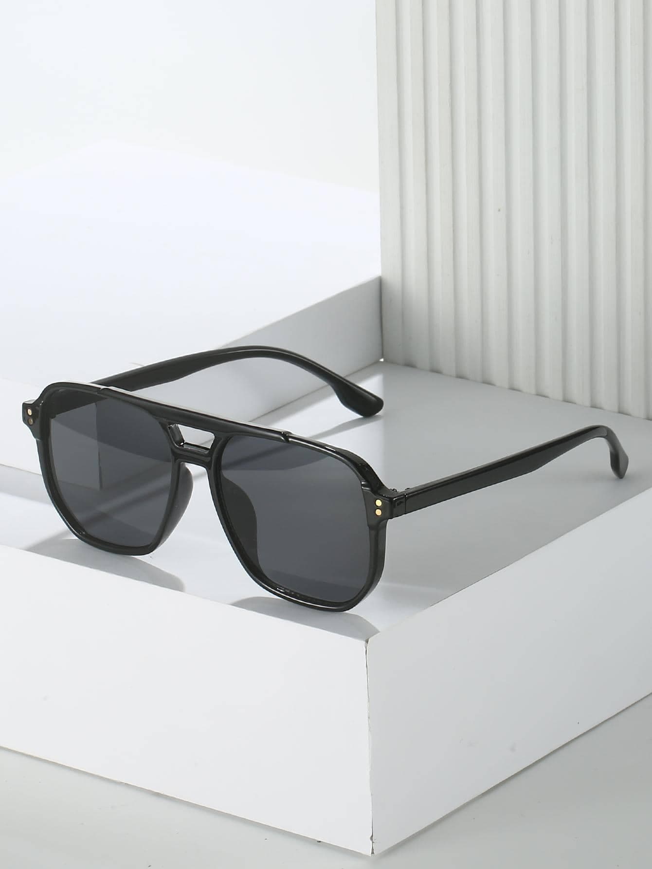 1 Pair Tortoiseshell Square Double Bridge Aviator Style Fashion Glasses , Suitable For Vacation, Boho Beach, Women's Beach Accessories, Basic Glasses, Autumn/Winter Outfits, Business Casual Attire, Gifts. The Leopard Print Pattern Is More Suitable For Summer Beach Vacation And Outdoor Travel.