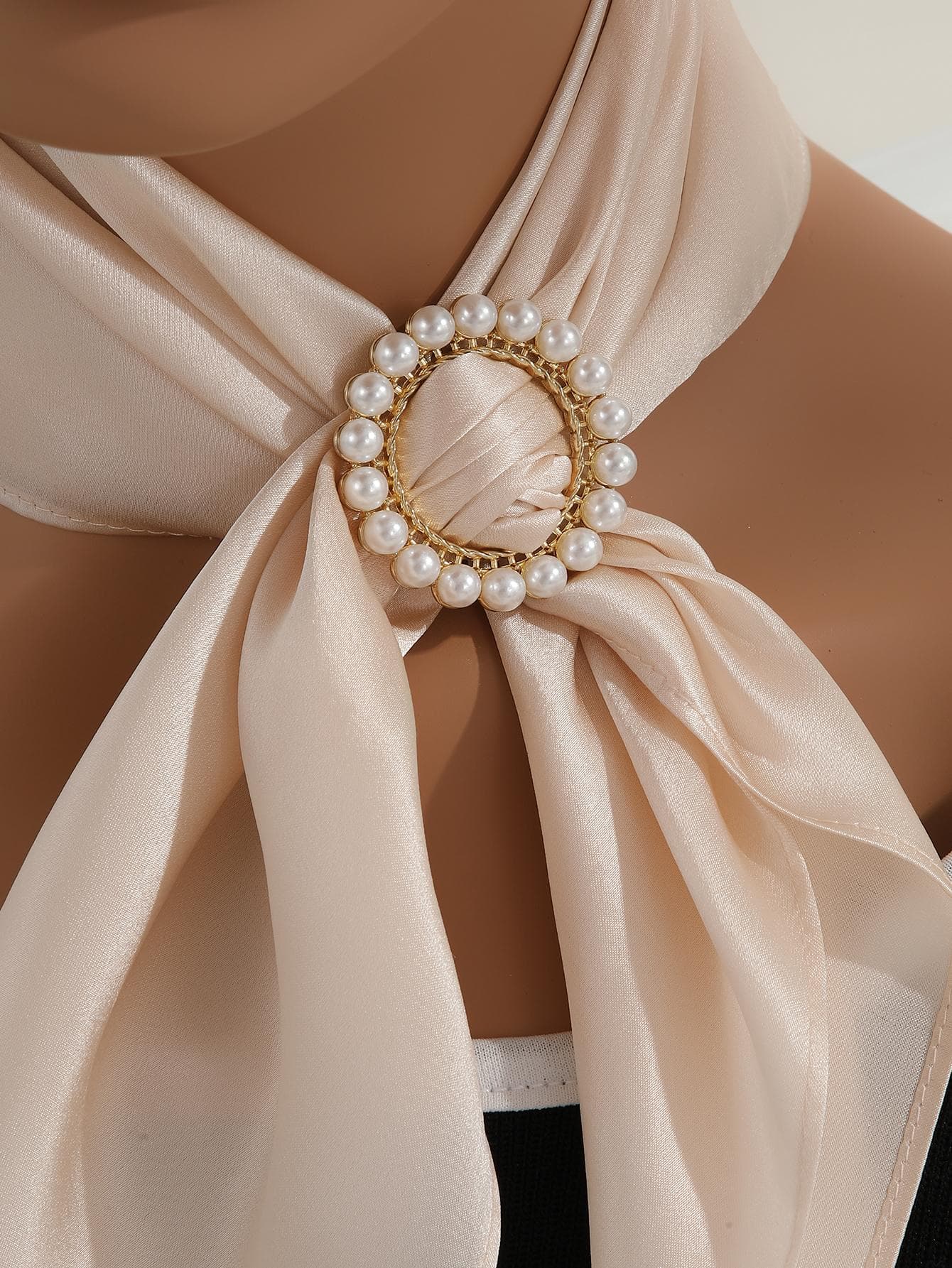 1pc Faux Pearl Decor Scarf Buckle Casual For Decor For Women Girls Gifts Accessories Brooch, Beach, Holiday, Travel Essential