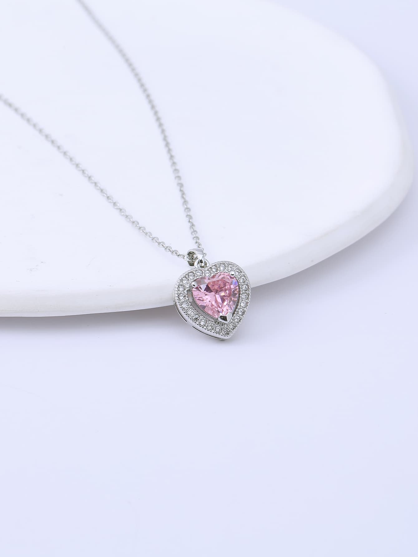 1pc Minimalist Cubic Zirconia Heart Pendant Necklace, Elegant For Daily Wear Or Wedding, Suitable As Valentine's Day Gift,Mom,Mother,Mother's Day,Gift