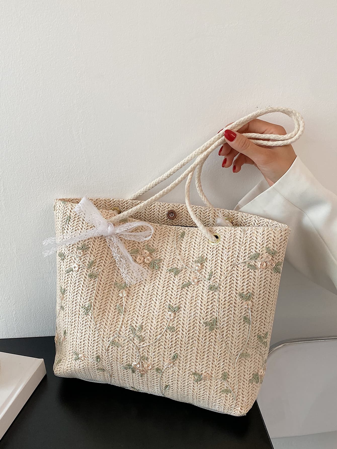 Fresh Lace Flower Crochet Shoulder Tote Bag, Holiday Essentials,Perfect For Travel, Vacation, Holiday & Beach ,Vacation Essentials , Crochet, Vacation, Beach Bags