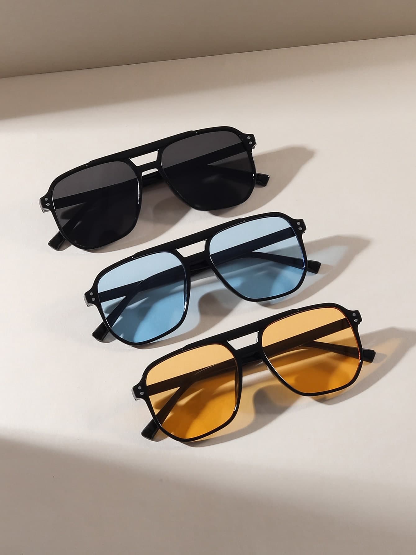3 Pairs Men Multicolor Retro Fashion Glasses, Classic Summer Holiday Street Shades For Beach Outdoor Travel