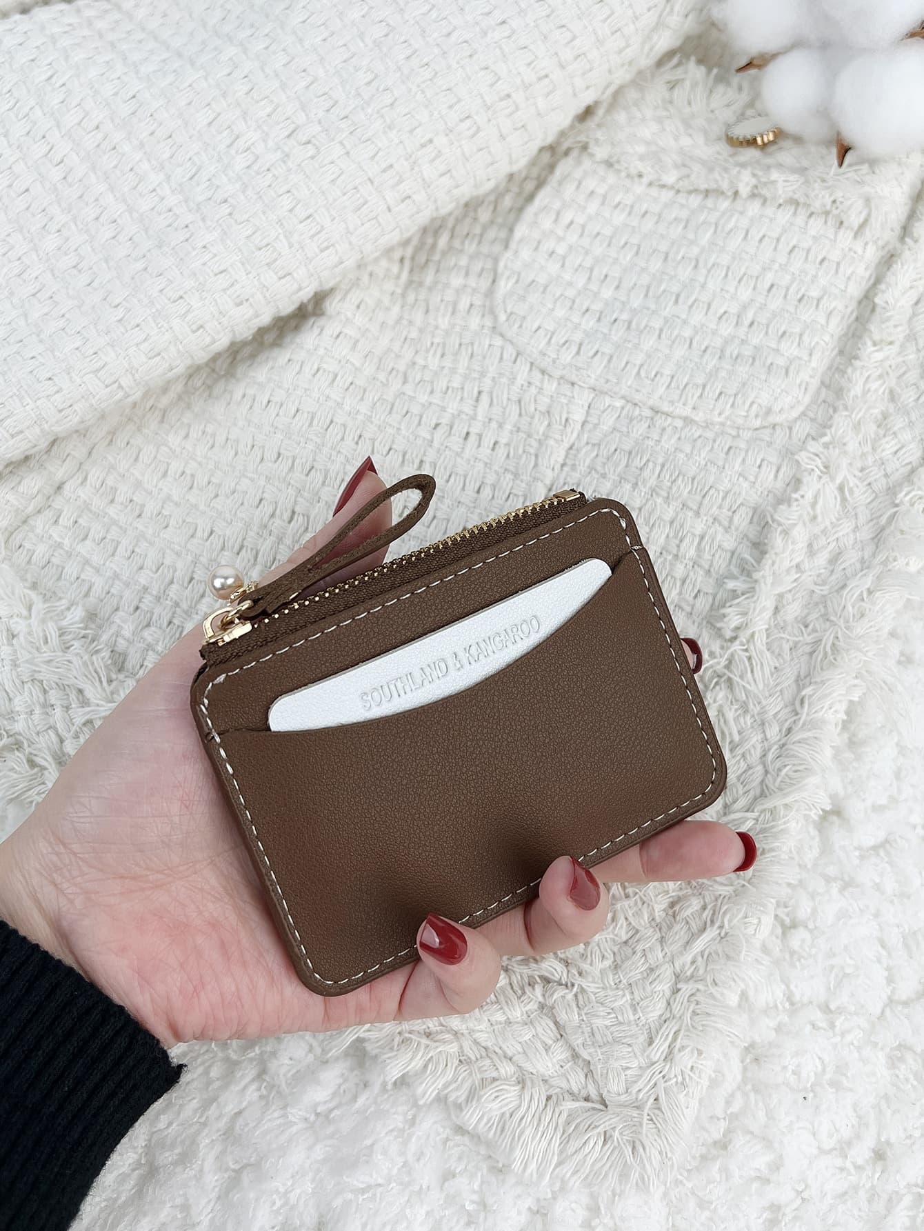 SOUTHLAND&KANGAROO Coffee Color Fashionable And Minimalist And Coin Purse Lightweight Portable Card ID Card White-Collar Workers For Female For Holiday For Anniversary For Birthday Gift Accessories Gift Card Holder Wallet Business Card Holder Credit Card Holder Women For Women Mini Wallet Card Wallet