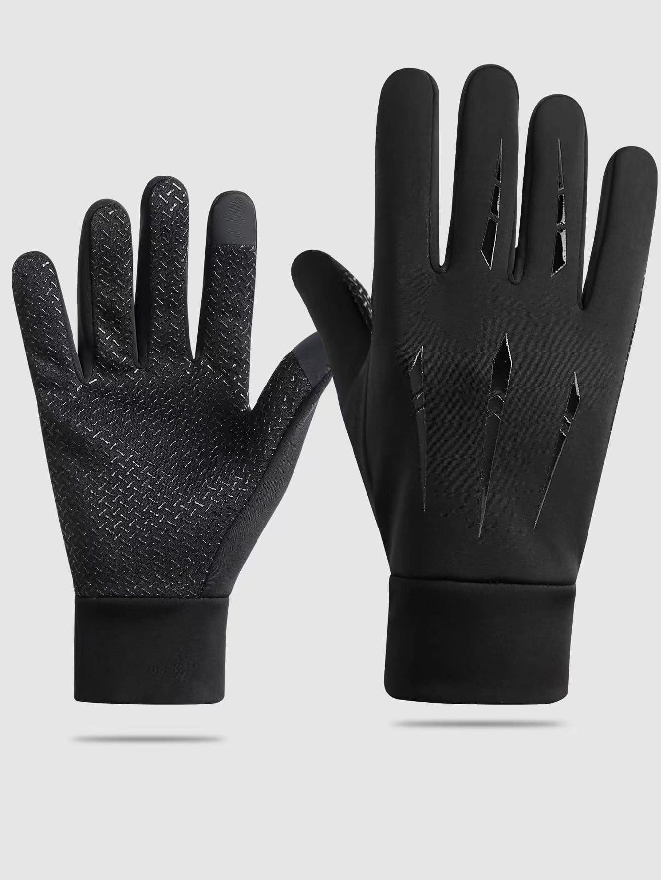1 Pair Windproof Thermal Lined Motorcycle Winter Riding Touchscreen Gloves For Men