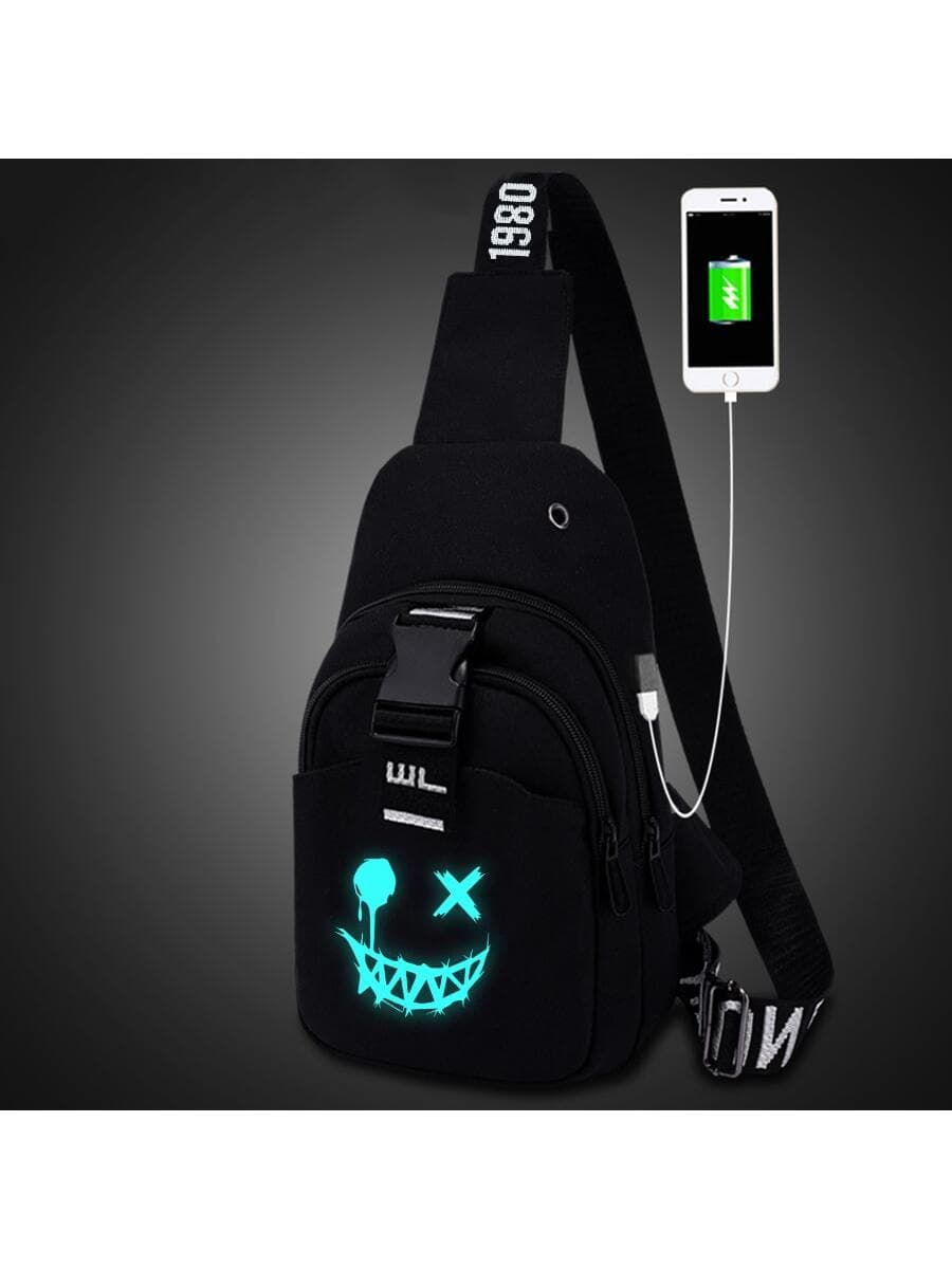 Men's Printed Chest Bag, Casual Crossbody Bag, Multi-Functional Shoulder Bag, Chest/Back Small Bag, Casual Sports Small Chest Bag (All Webbing Prints Random), Halloween, Trick Or Treat Pouch Belt Bag Festival, Thigh Bag