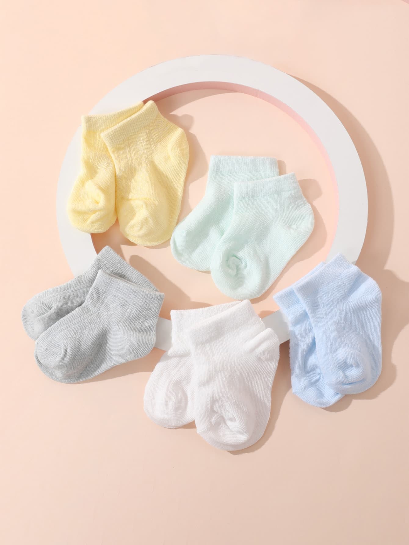 5pairs Infant Solid Color Breathable Mesh Socks