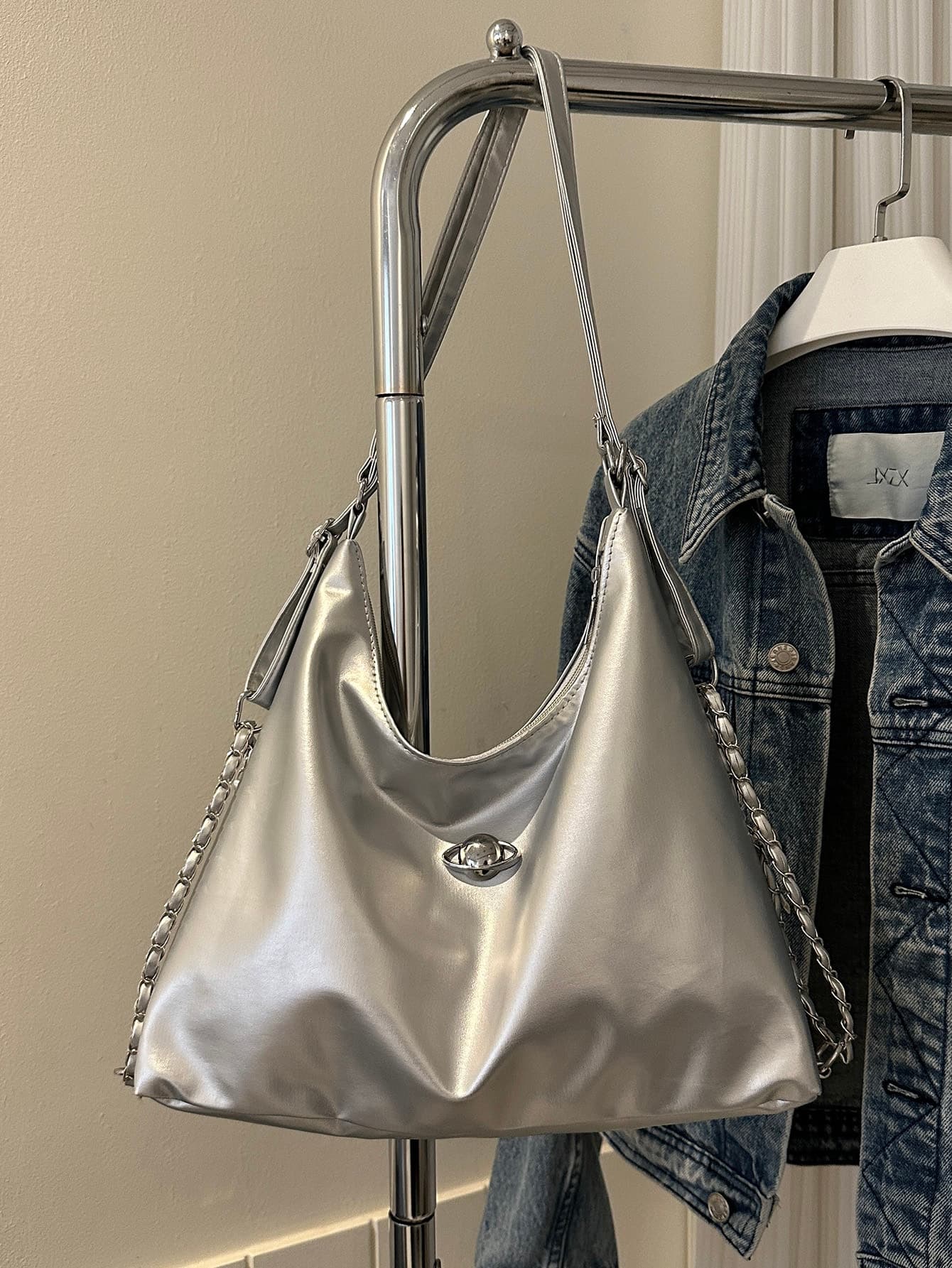 DAZY Korean Fashion Chain Strap Underarm Bag For Women 2024 New Large Capacity Multi-Function Shoulder Bag