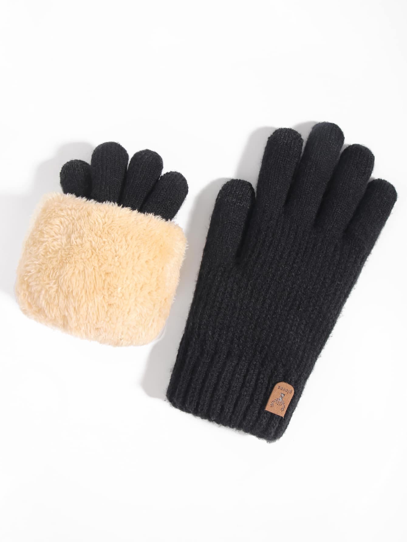 1 Pair Women's Winter Double-Layer Thermal Lined Thick Touchscreen Warm Gloves, Knitted Full Finger Gloves For Cold Weather, Suitable For Daily Use