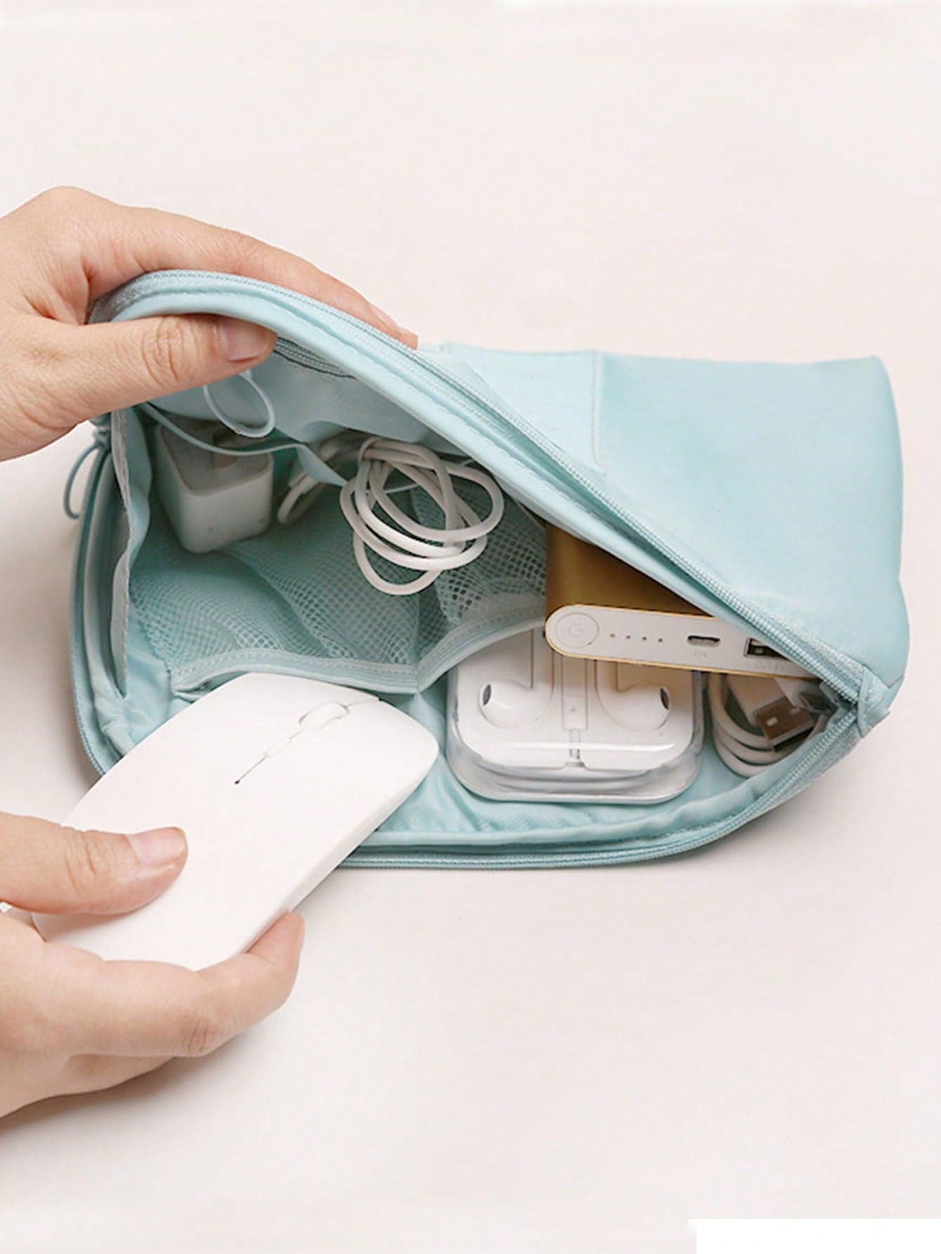 Travel Business Digital Storage Bag With Multiple Pockets For Power Bank, Data Cable, Charger, Makeup, Portable Organizertiffany Blue Spring And Summer Bright And Warm Spring Minimalist Wireless Earphones Bluetooth Earphones Wireless Headphone Bluetooth Headphone Headset Earbuds For Business,Travel,School,College,Office Organizer