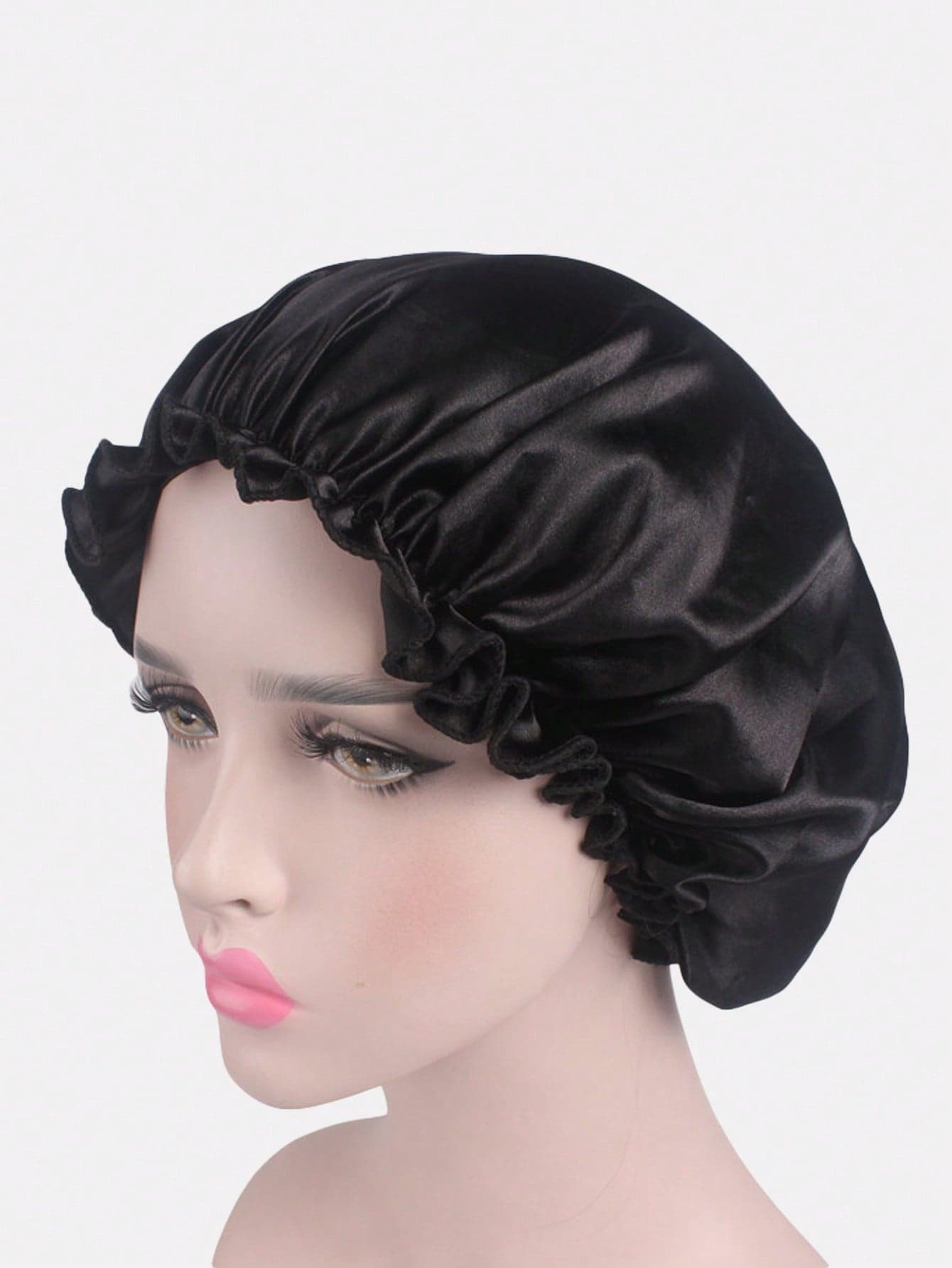 1pc Women's Satin Floral Trim Sleep Cap, Chemo Cap, Hair Care Cap, Polyester Fiber Hair Cap Suitable For Daily Use, All Seasons Sleep Bonnet,Summer,Beach,Hat,Holiday,Travel