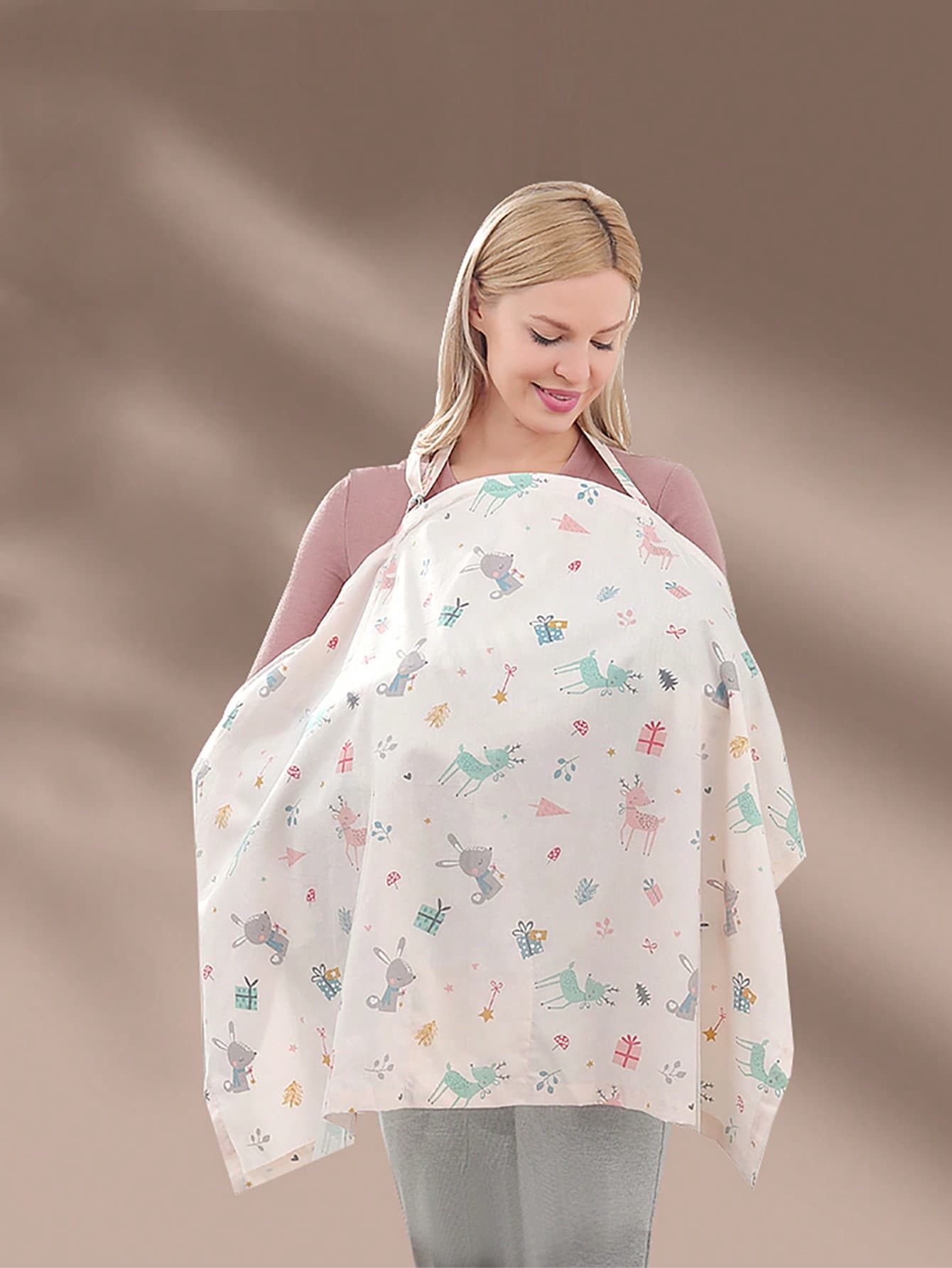 Maternity Nursing Cover Scarf, Baby Stroller, Car Seat Cover, Multi-Functional Canopy For Breastfeeding, Lightweight & Breathable, Light-Blocking Shawl In Beige Party, For Christmas