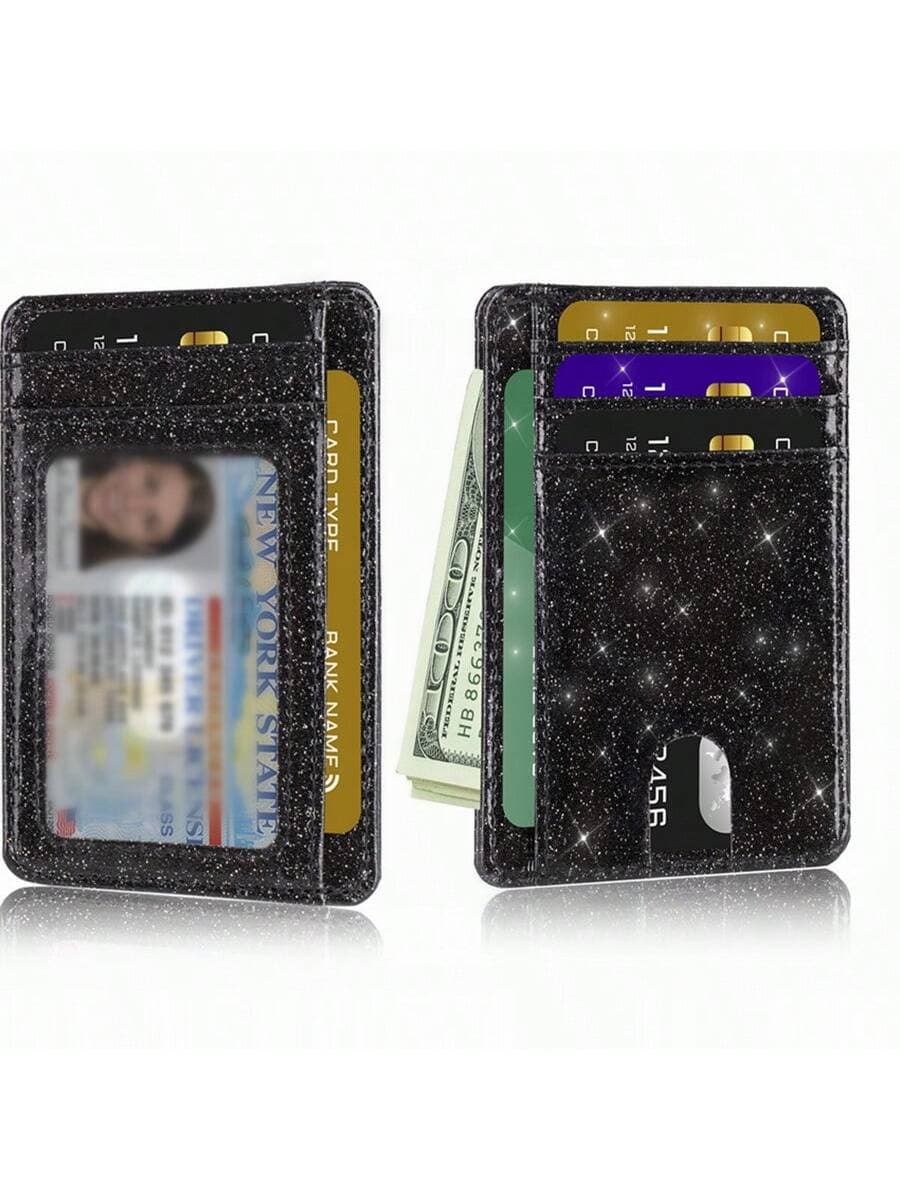 1Piece Glittering Slim Minimalist Wallet Front Pocket Wallet RF Blocking Purse For Girls Card Holder Card Holder Wallet Business Card Holder Credit Card Holder Id Card Holder Card Holder Women For Women Mini Wallet Card Wallet