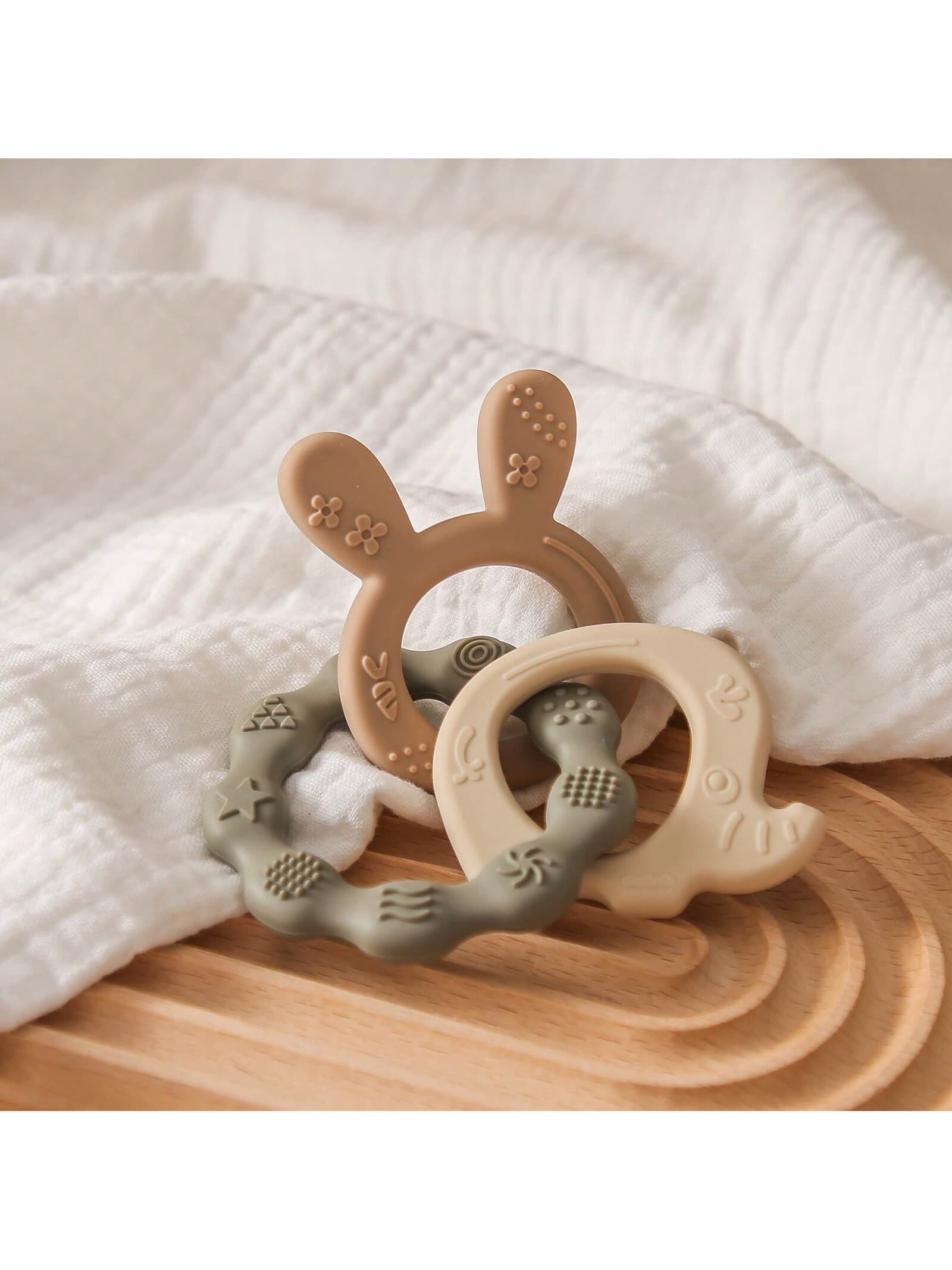 Multi-Color Silicone Teething Bracelet For Infants, Cute Rabbit And Elephant Design, Soft Baby Teether For Chewing, Suitable For Teething Babies Gift, Helps Babies Through Teething Period