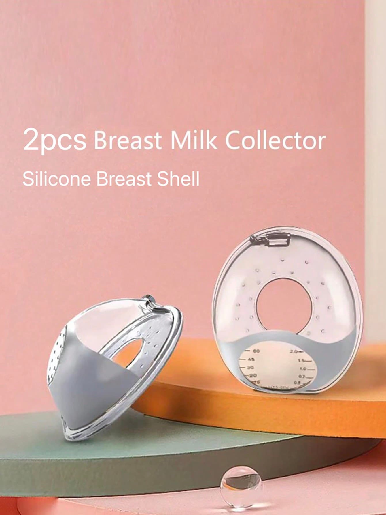2pcs Boxed-Wearable Silicone Anti-Overflow Milk Pad With Scale, Portable And Reusable Silicone Breast Milk Collector, Mother's Milk Collector, 2oz/60ml, With Stand, Soft Breast Shell, Reusable Nursing Pad Nursing Cup, Portable Travel Milk Saver For Breastfeeding