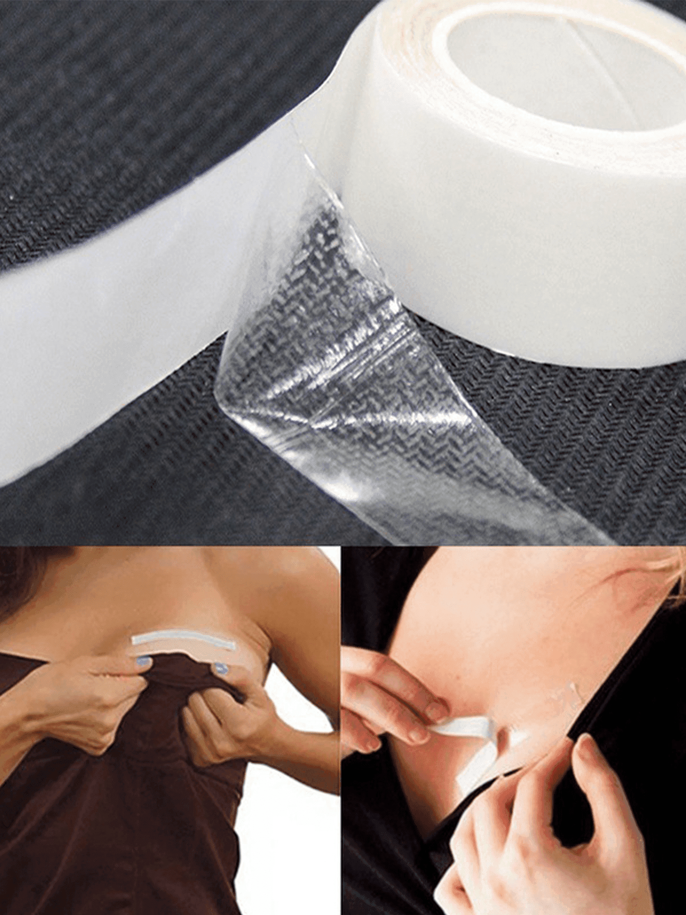 1pc 5m Waterproof Clothing Fabric Double-Sided Secret Body Tape, Transparent Lingerie Tape For Chest