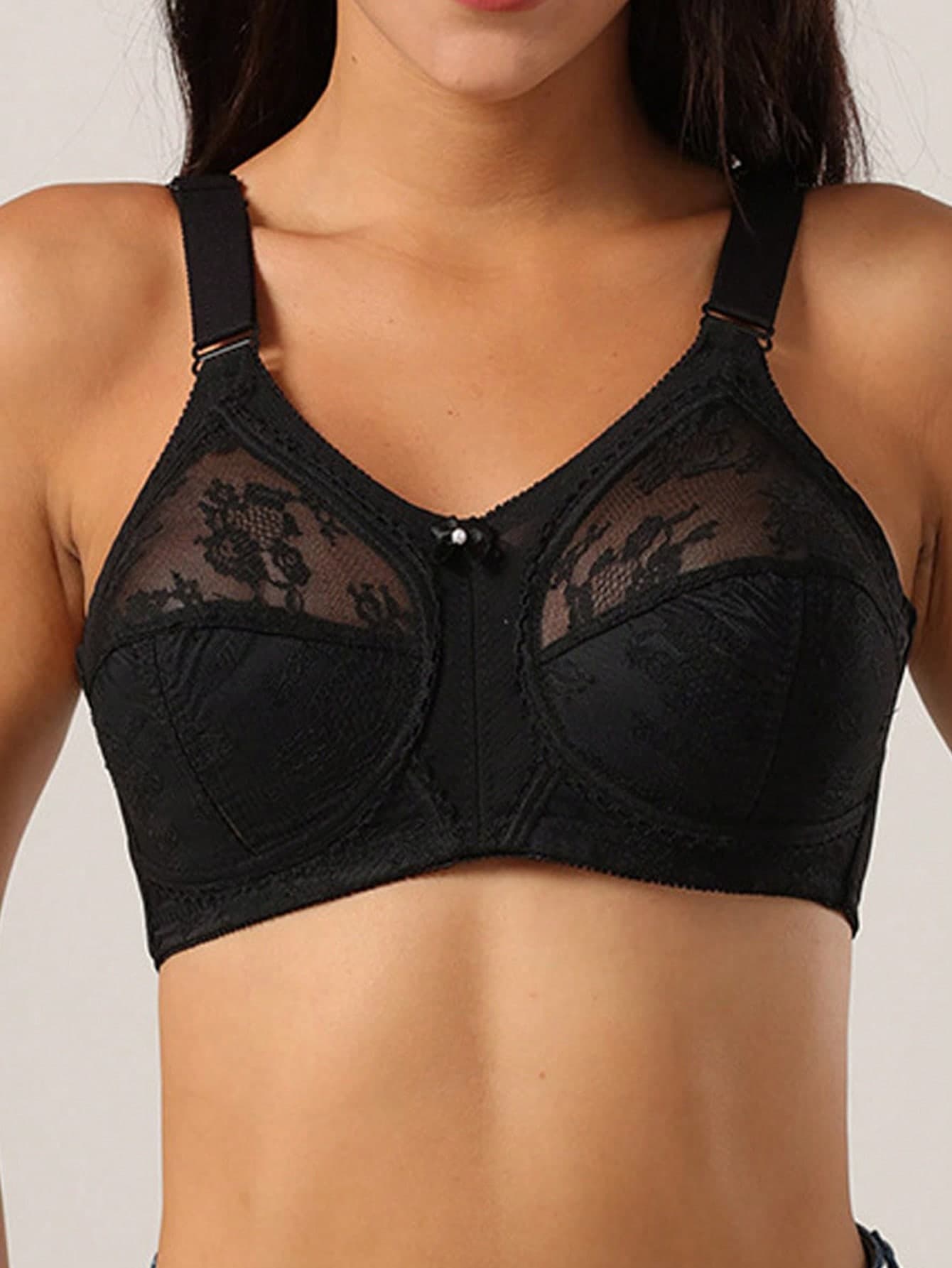 Wedisco Women's Lightweight Daily Bra, Plus Size Support, Full Coverage, Lace Breathable, Comfortable Seamless, Lift