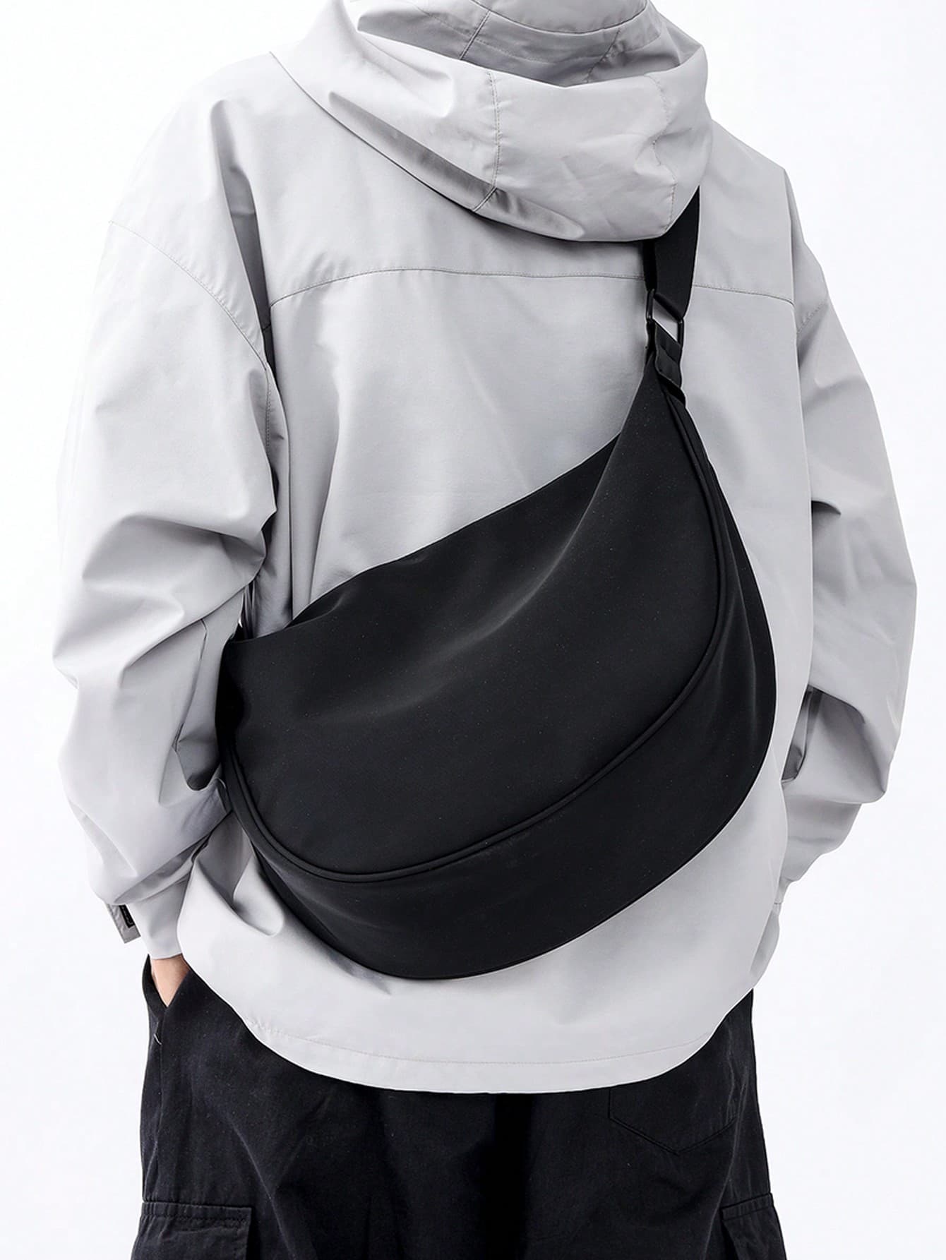 Stylish Men Casual Plaid Shoulder Sports Sling Bag, Fashionable Crossbody Square Man Bag, Unique Shark Mouth Design Luxury Bags Small Bag For Men Body Bag For Men Side Bag Pouch Halloween Bags Camera Bag Halloween Accessories Festival Valentine'S Day Phone Bag , Valentines Gifts, Bags For Traveling, Easter, Tote Bags For University, Pouch For Phones