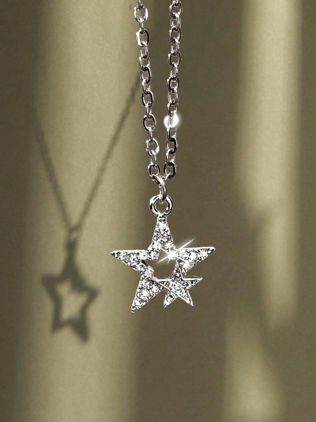 Vintage Gothic Style Big Star Pendant Necklace With Stainless Steel Chain