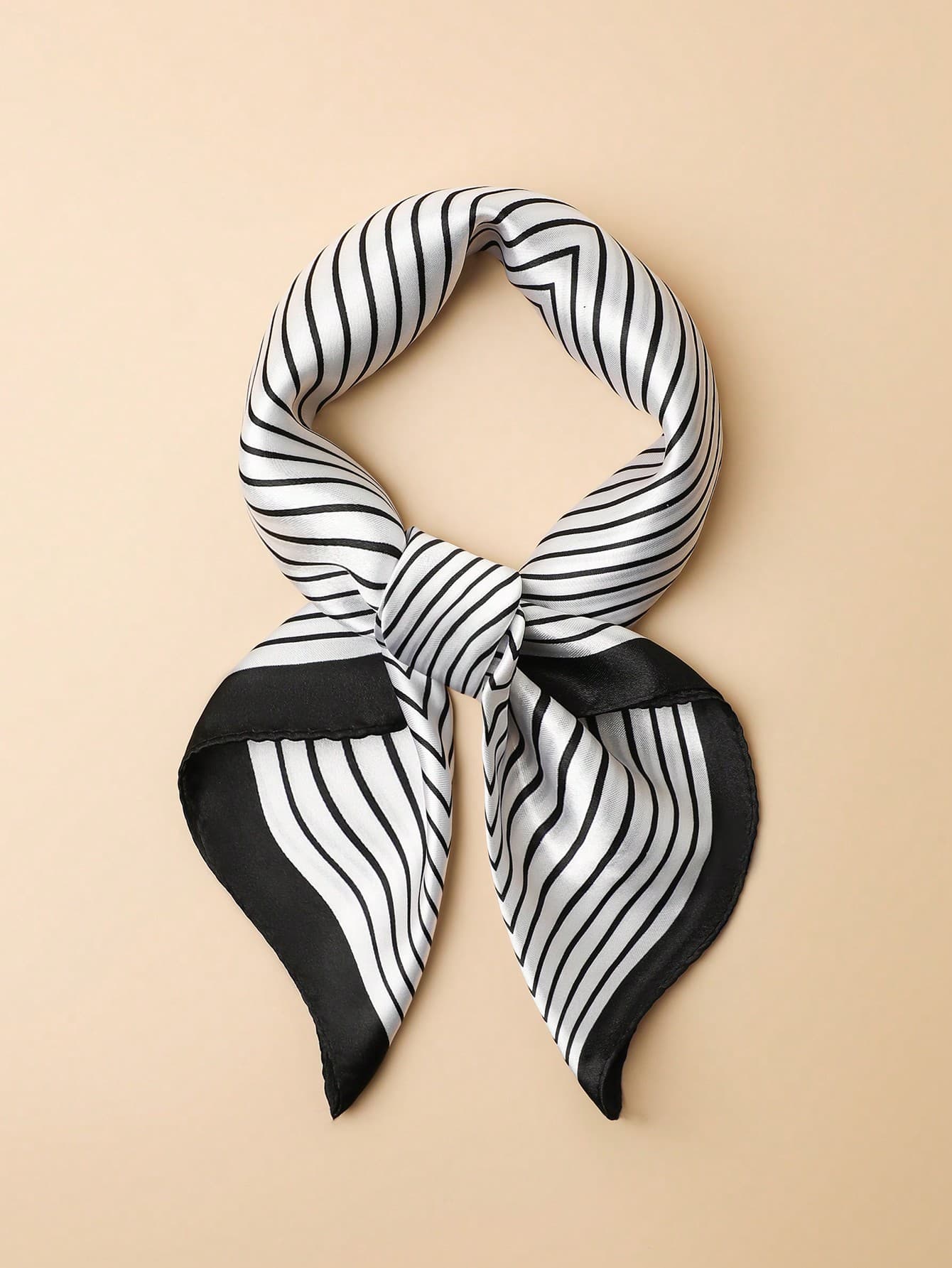 1pc Geometric Line Print Faux Silk 60cm Square Scarf/Bandana, Versatile Accessory For Daily Wear, Spring/Summer