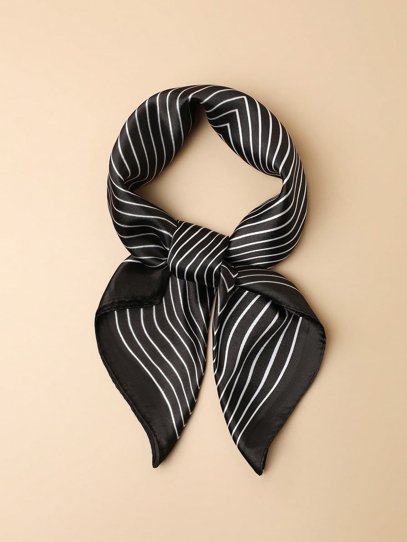 1pc Faux Silk Geometric Print Bandana, 60cm Square Scarf, Versatile Accessory For Men And Women, Suitable For Daily Wear, Spring/Summer