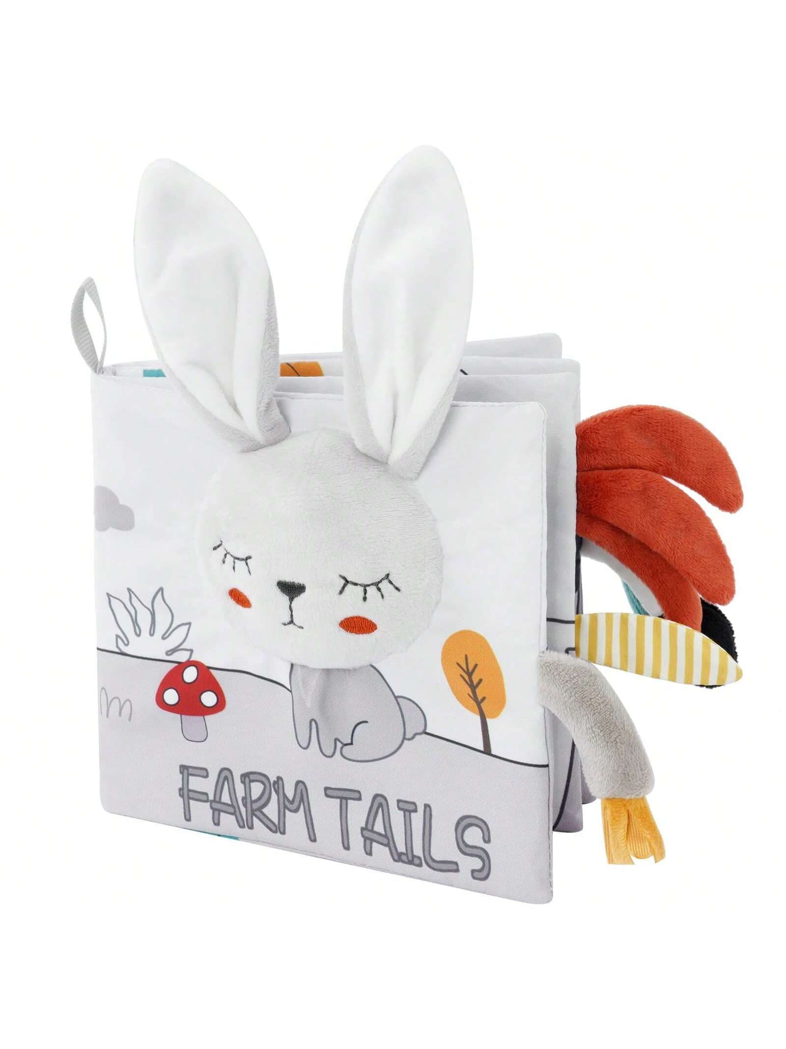 Cloth Book, 3d Touch And High Contrast Fabric Book For 0-12 Months Baby, Soft Fabric Book With Wrinkle Touch Texture, Baby Walking Gift Toy (Rabbit),Bath Books,Baby Mirror,Toys For Babies
