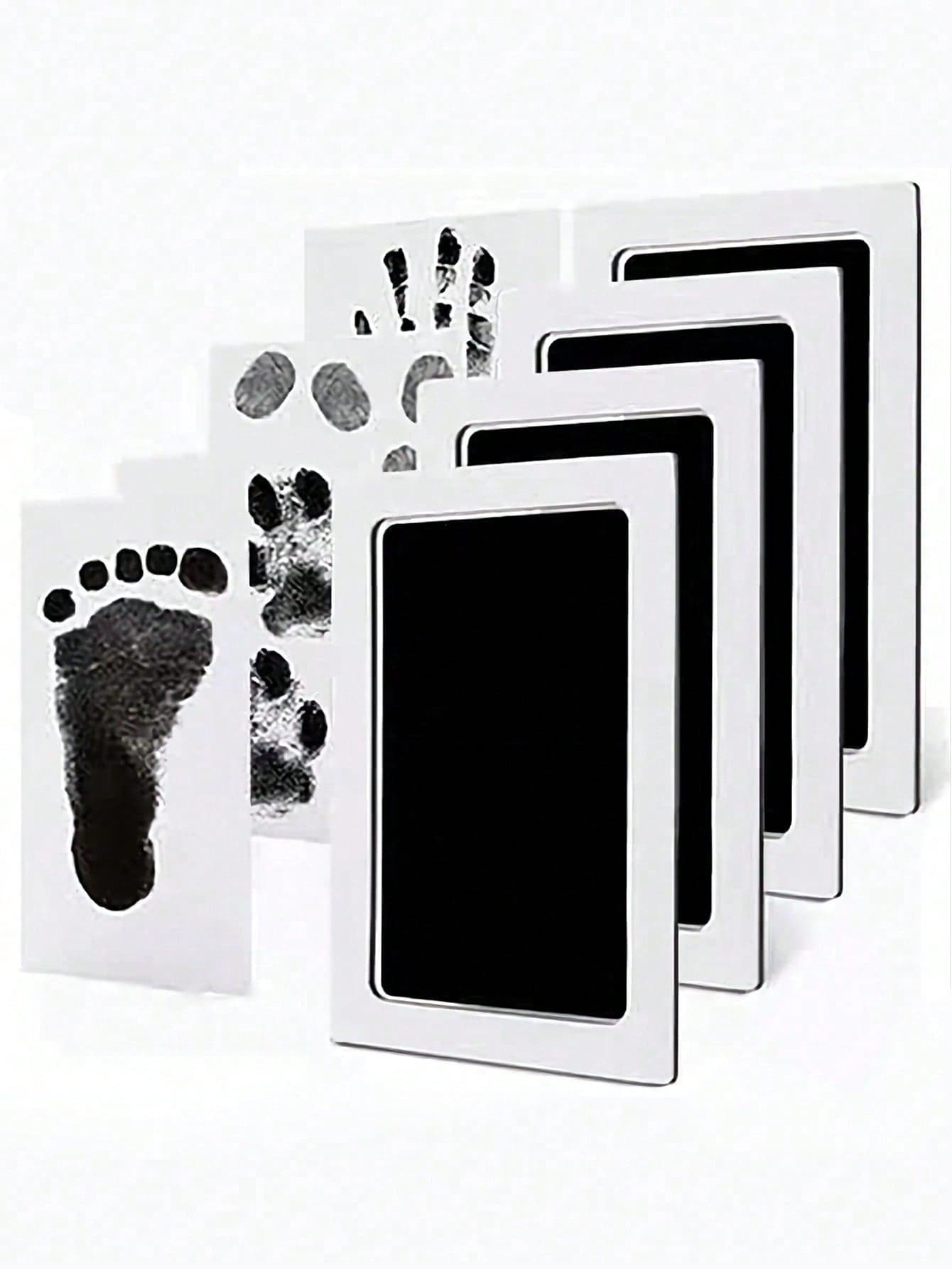1set Newborn Handprint & Footprint Ink Pad, Reusable 1-2 Times, Baby Growth Memory Record, Fits Infants Under 6 Months, L Size Fits 4-18 Months Babies (Random Frame Color) Baby Shower Family Decorations Gifts Baby Shower Easter Gift Things For Girls/Boys
