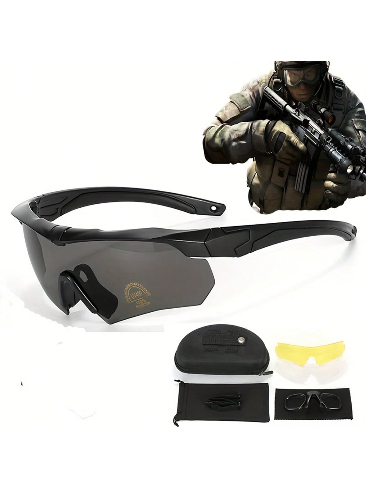 XISIYUJZ Resin Material Military Enthusiast CS Glasses, Shooting Safety Goggles, Windproof Sandproof Outdoor Sports Protective Eyewear - 3 Colors Polycarbonate Replacement Lenses Multi-Choice