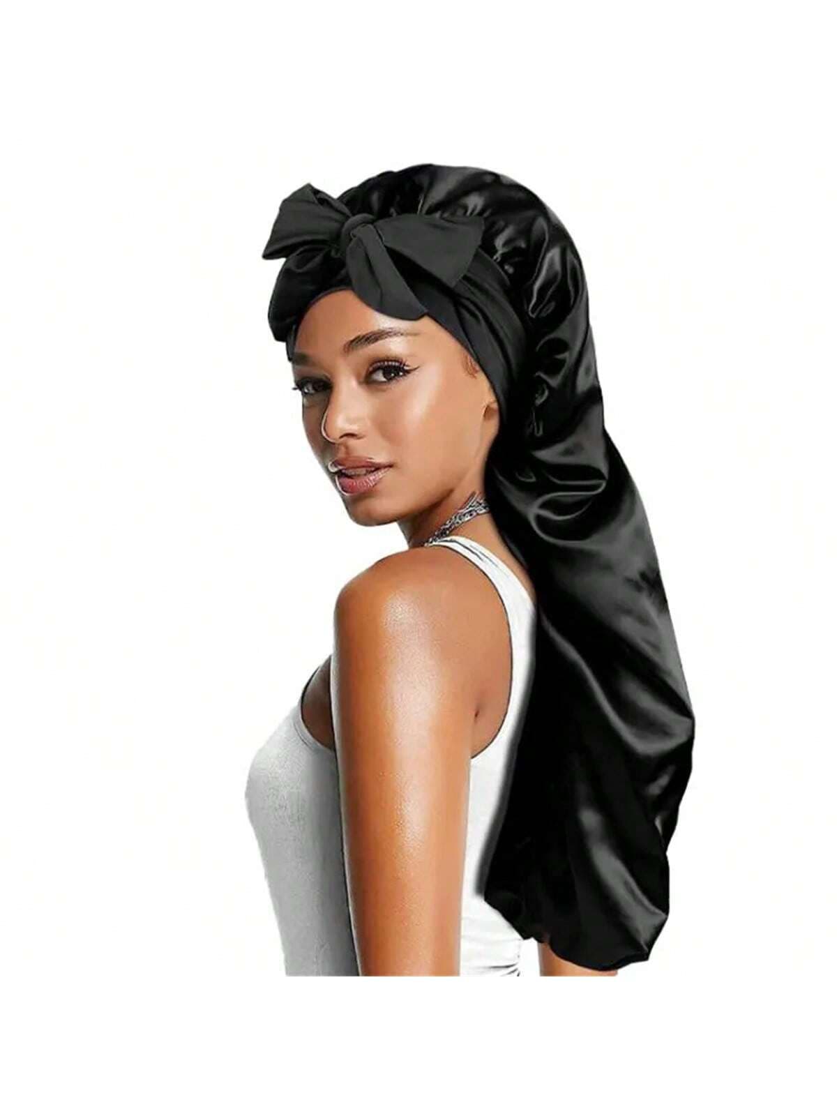 1pc Long Satin Bonnet Silk Bonnet Hair Bonnet For Sleeping, Long Braids Bonnets, Reusable Adjusting Hair Care Wrap Cap Sleep Caps For Women Valentine's Day Sleep Bonnet