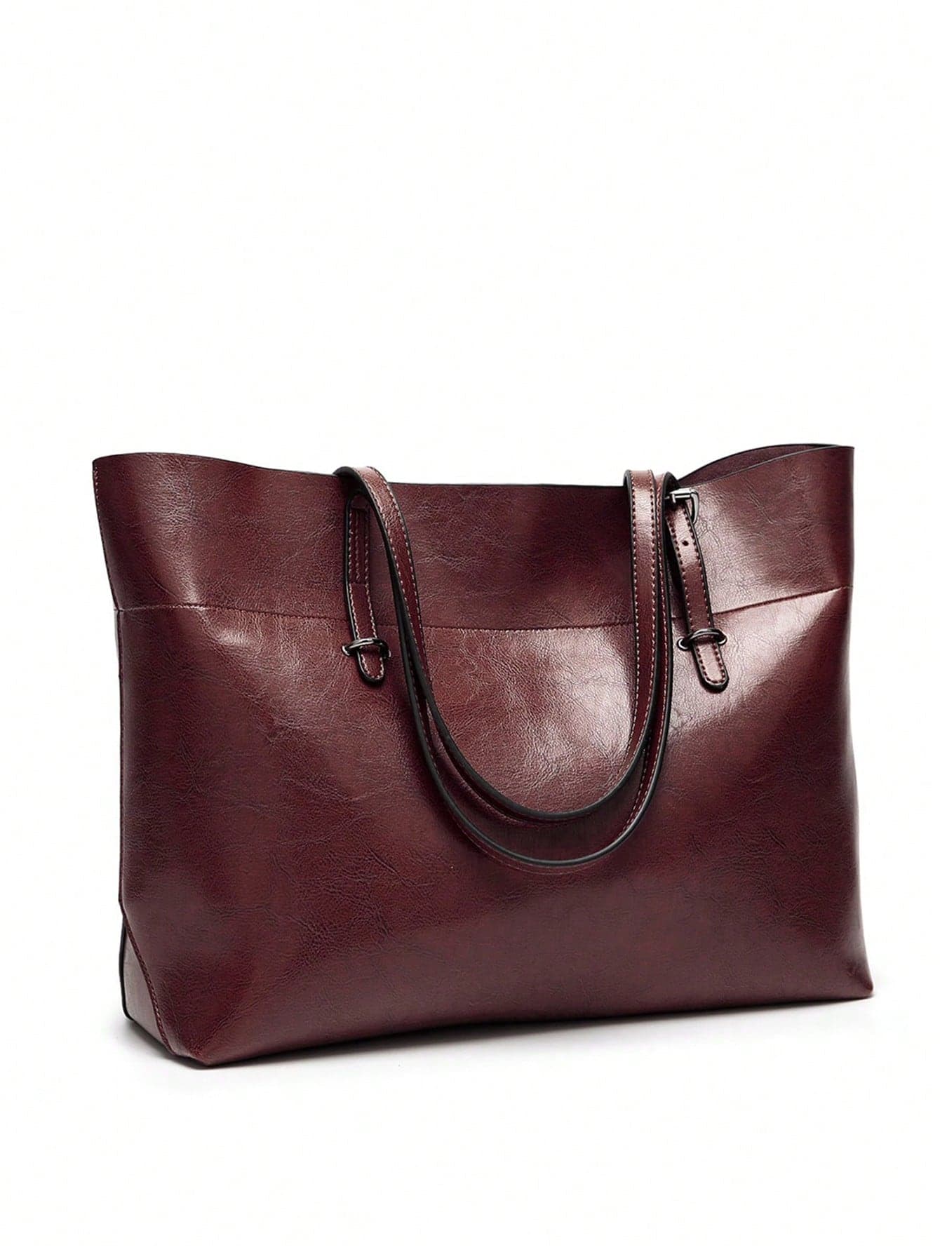 1pc PU Leather European & American Fashion Large Capacity Tote Bag, Casual Minimalist Style, Gift, Promotion, Suitable For Office Workers, College Students, Commuters