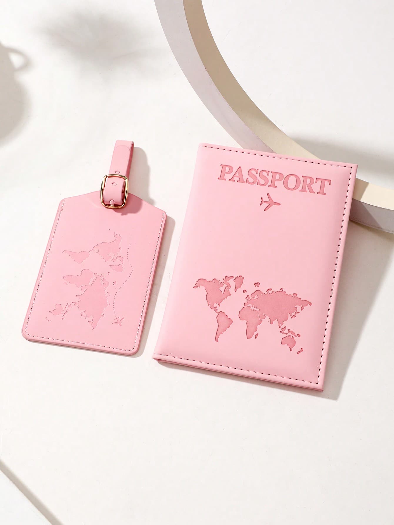 1set Outdoor Travel & Cross-Border Trip Anti-Lost Map Pattern Luggage Tag & Passport Holder Set, Printed Pu Craft Travel Essential Travel Stuff Travel Organiser Travel Items Travel Wallet Passport Holder Passport Wallet Beach Vacation Bag Summer Christmas Vacation