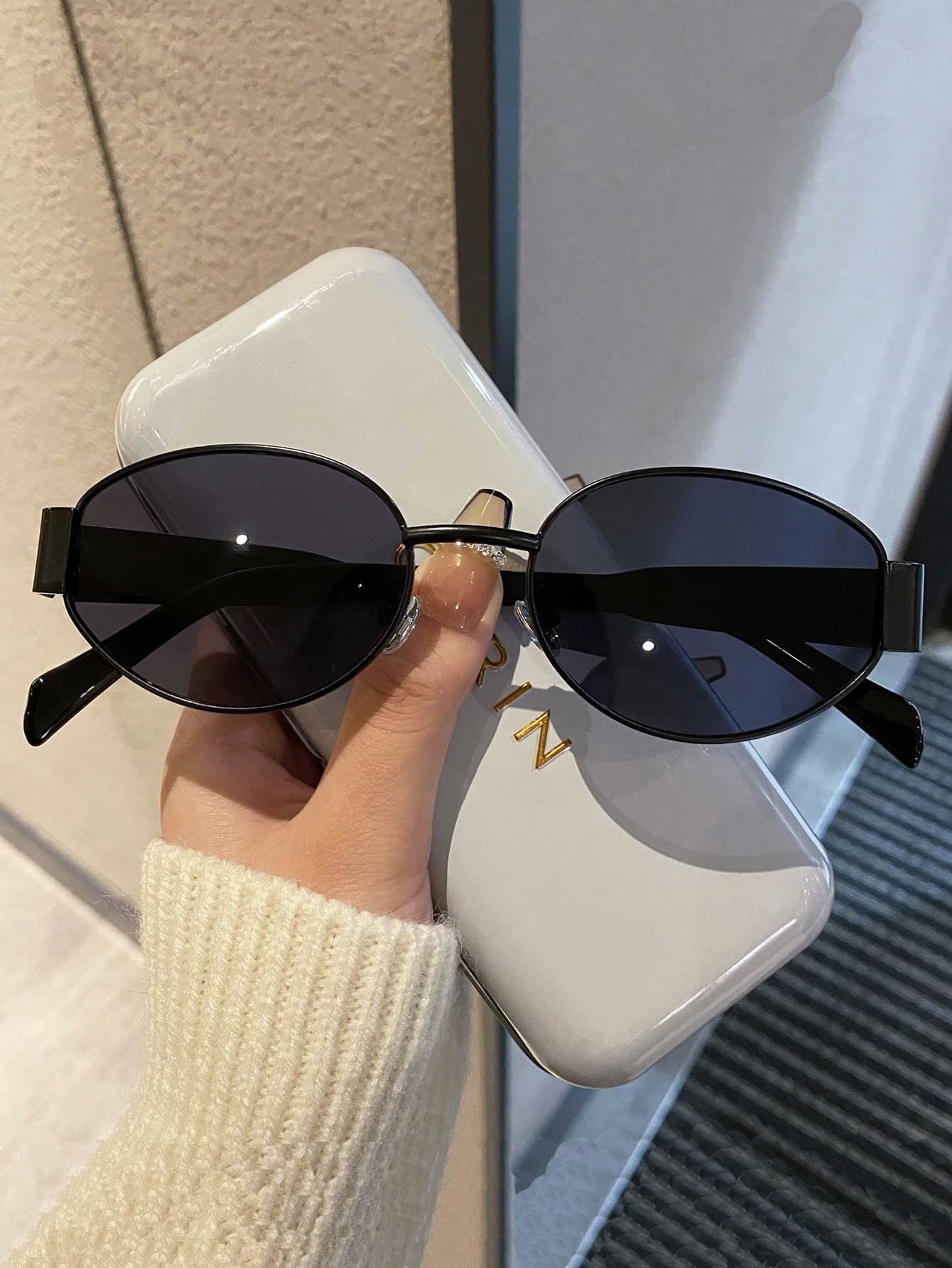 1 Pair Women's Vintage Oval Small Frame Personalized Fashion Glasses, Elegant Accessory Suitable For Daily Wear