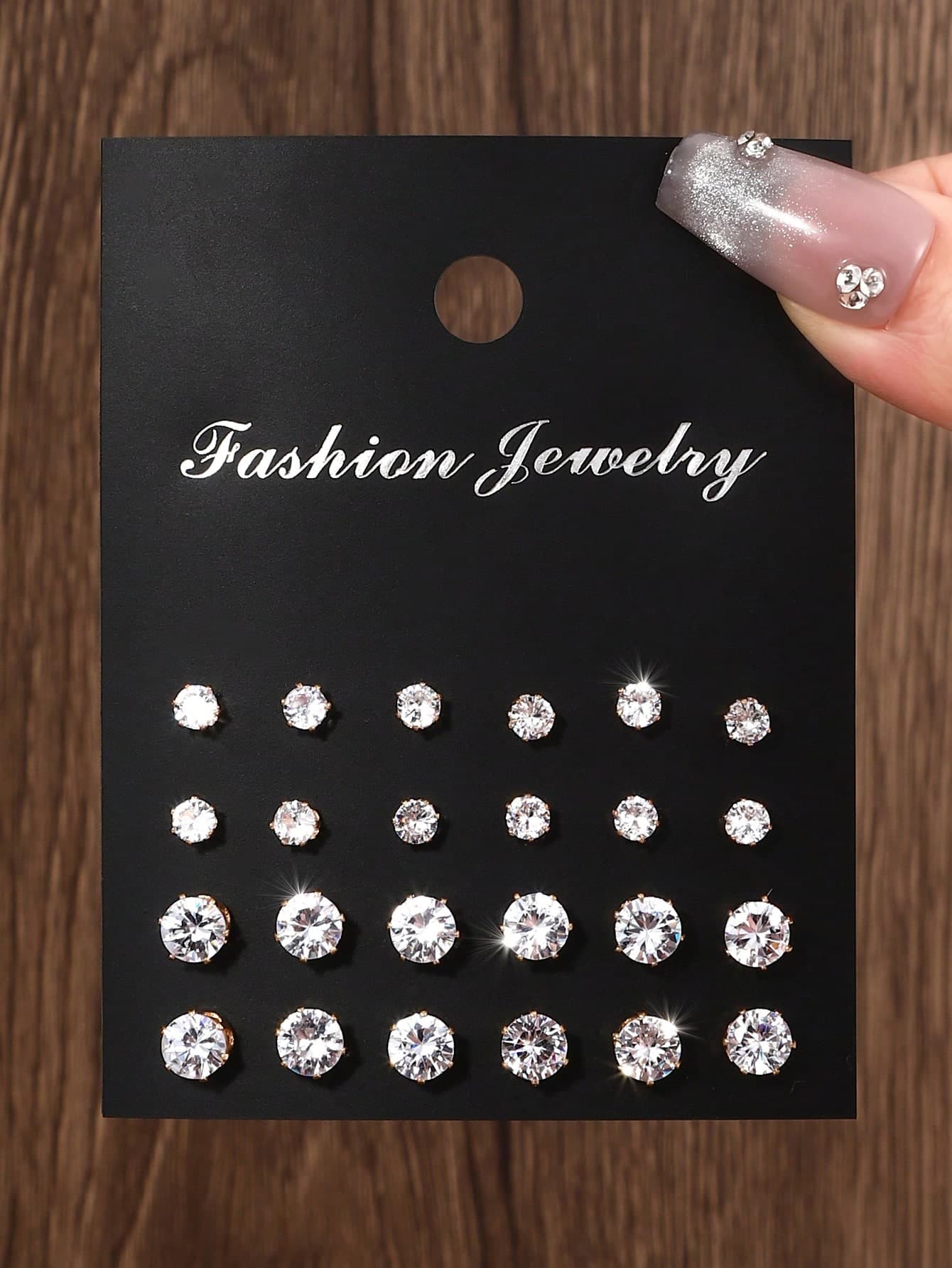 24pcs/Set Fashionable Minimalist Cubic Zirconia Shiny Earrings, Suitable For Party, Date, Gift, Daily Wear