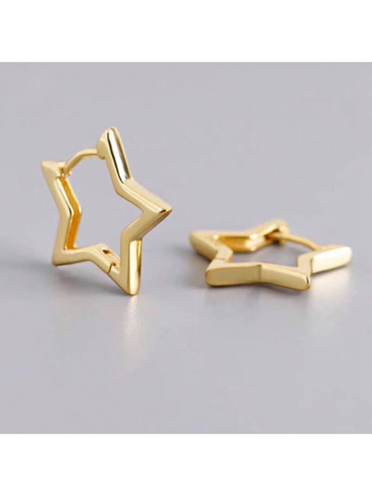 1 Pair Fashionable Minimalist Geometric Star Earrings For Women, Suitable For Banquet, Party, Holiday And Daily Wear